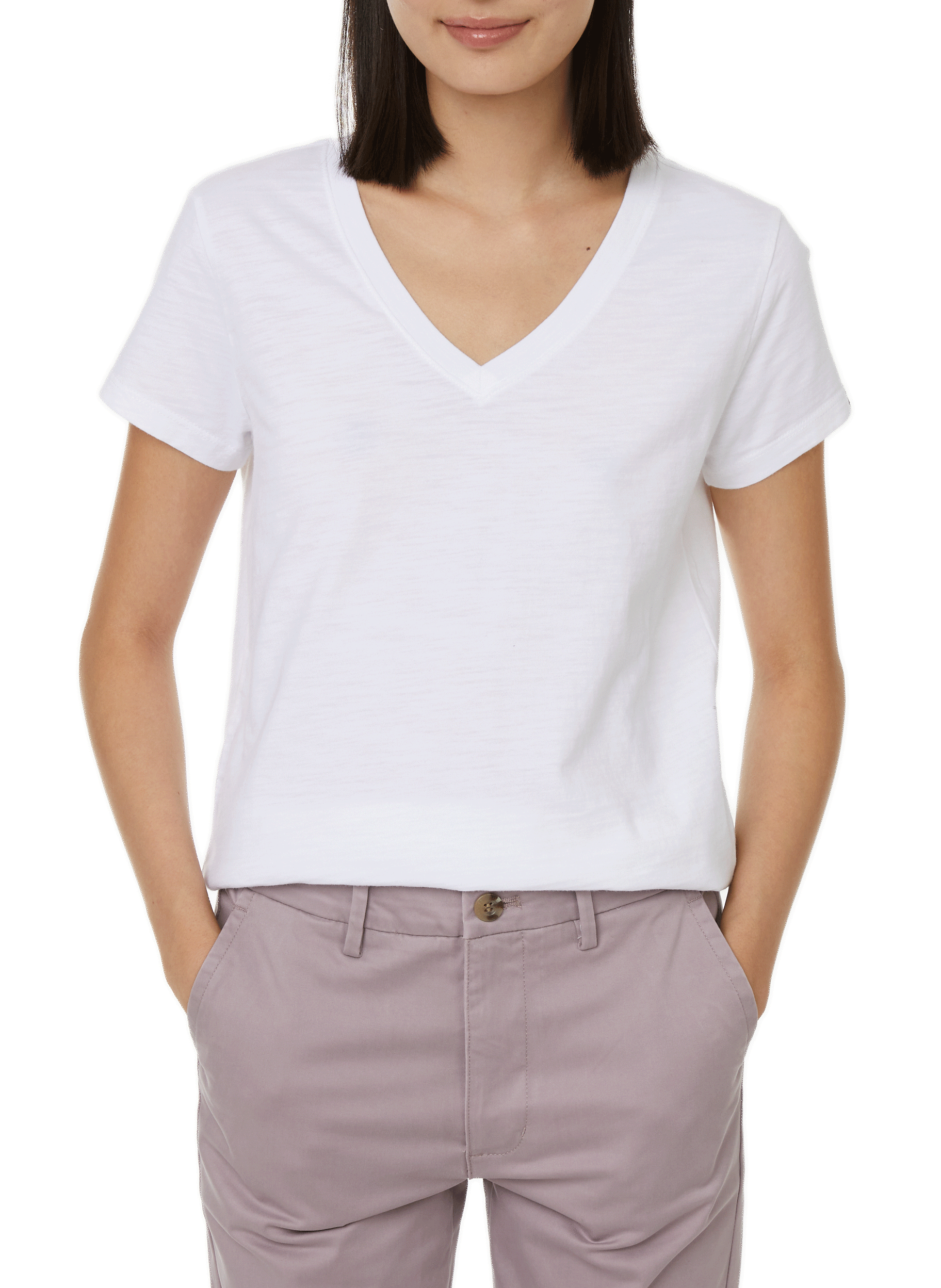 DOCKERS Cotton V-neck T-shirt White