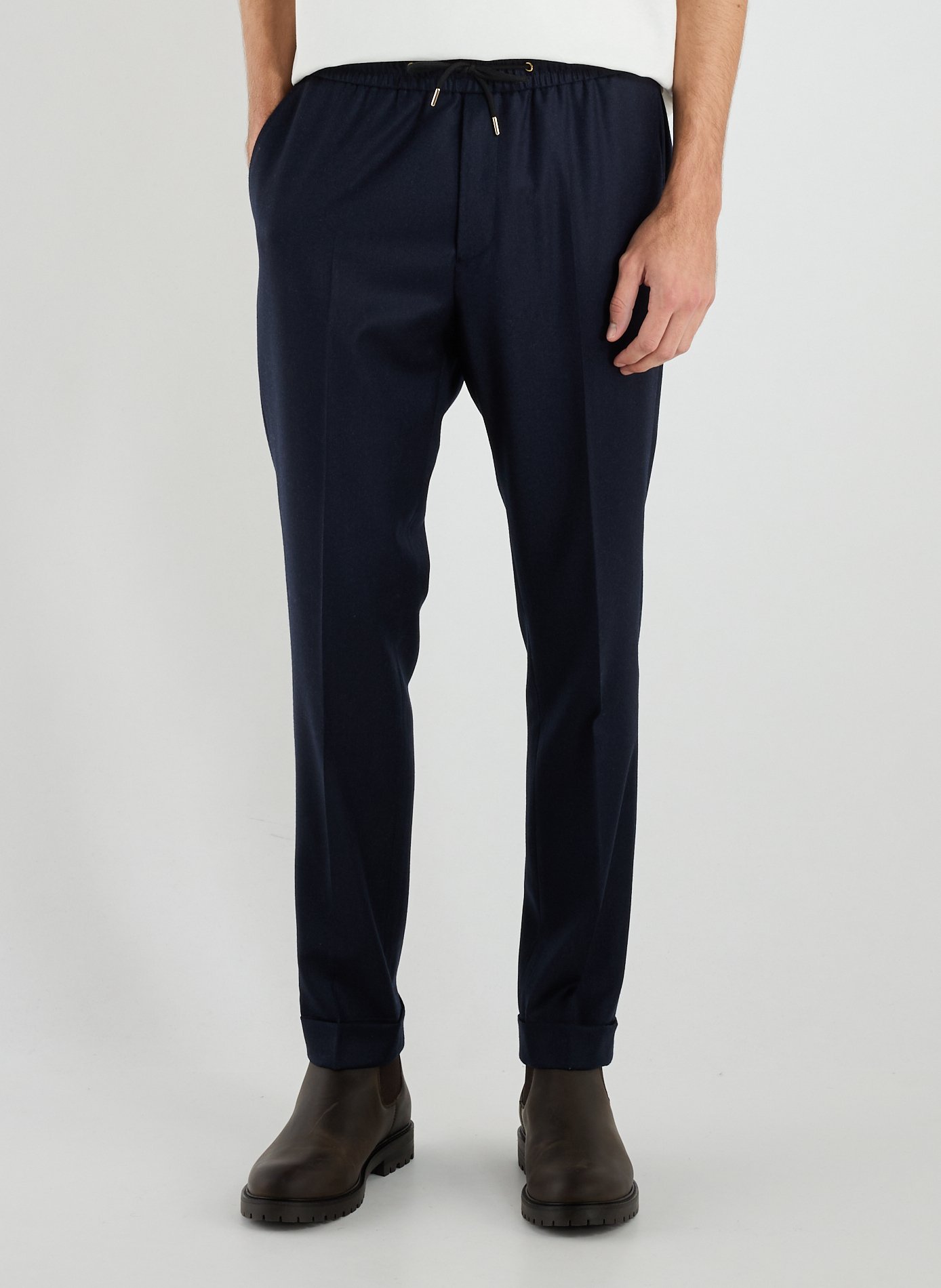 PAUL SMITH Straight wool and cashmere pants Blue