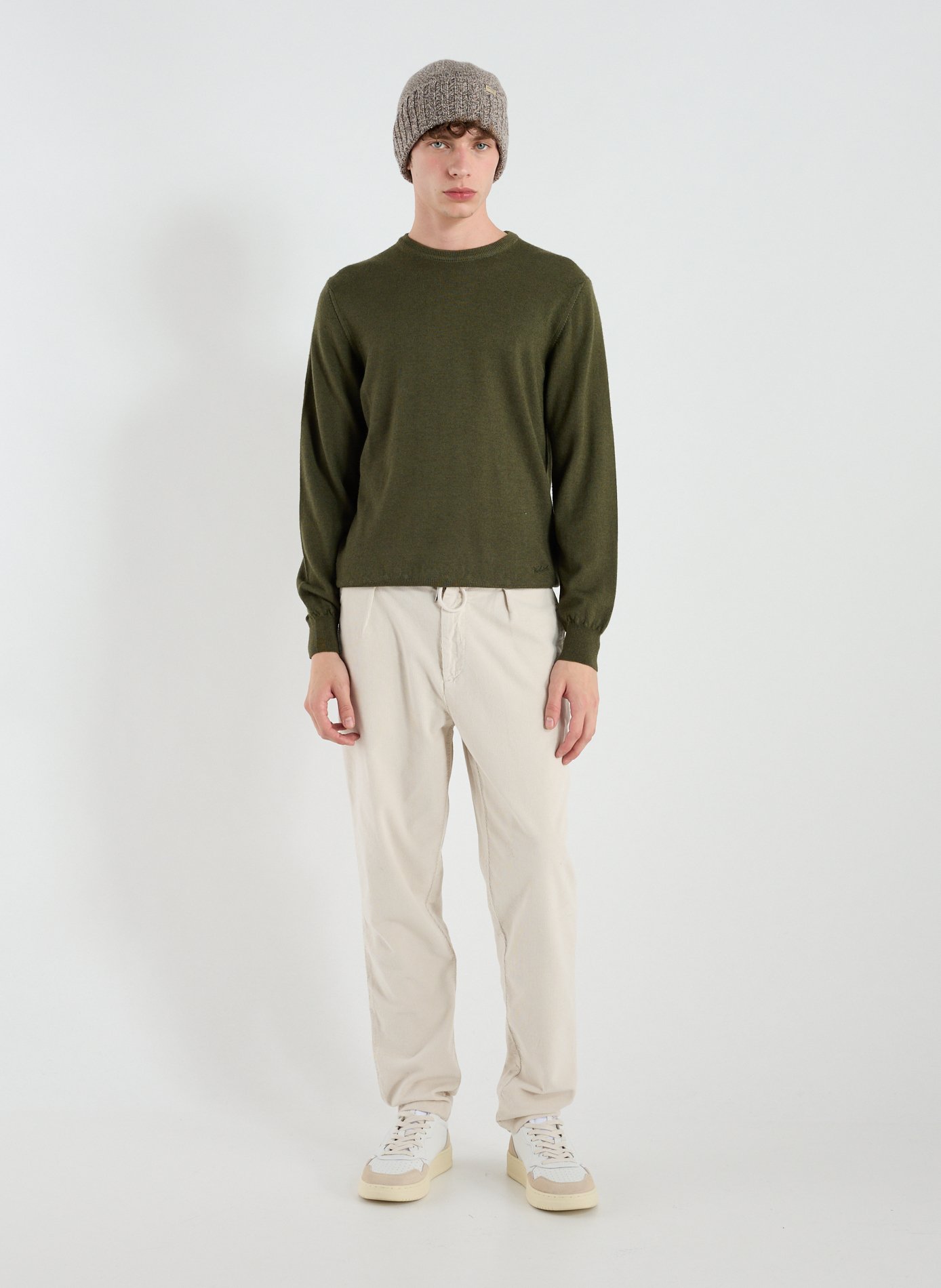 Pull col rond en laine WOOLRICH Vert