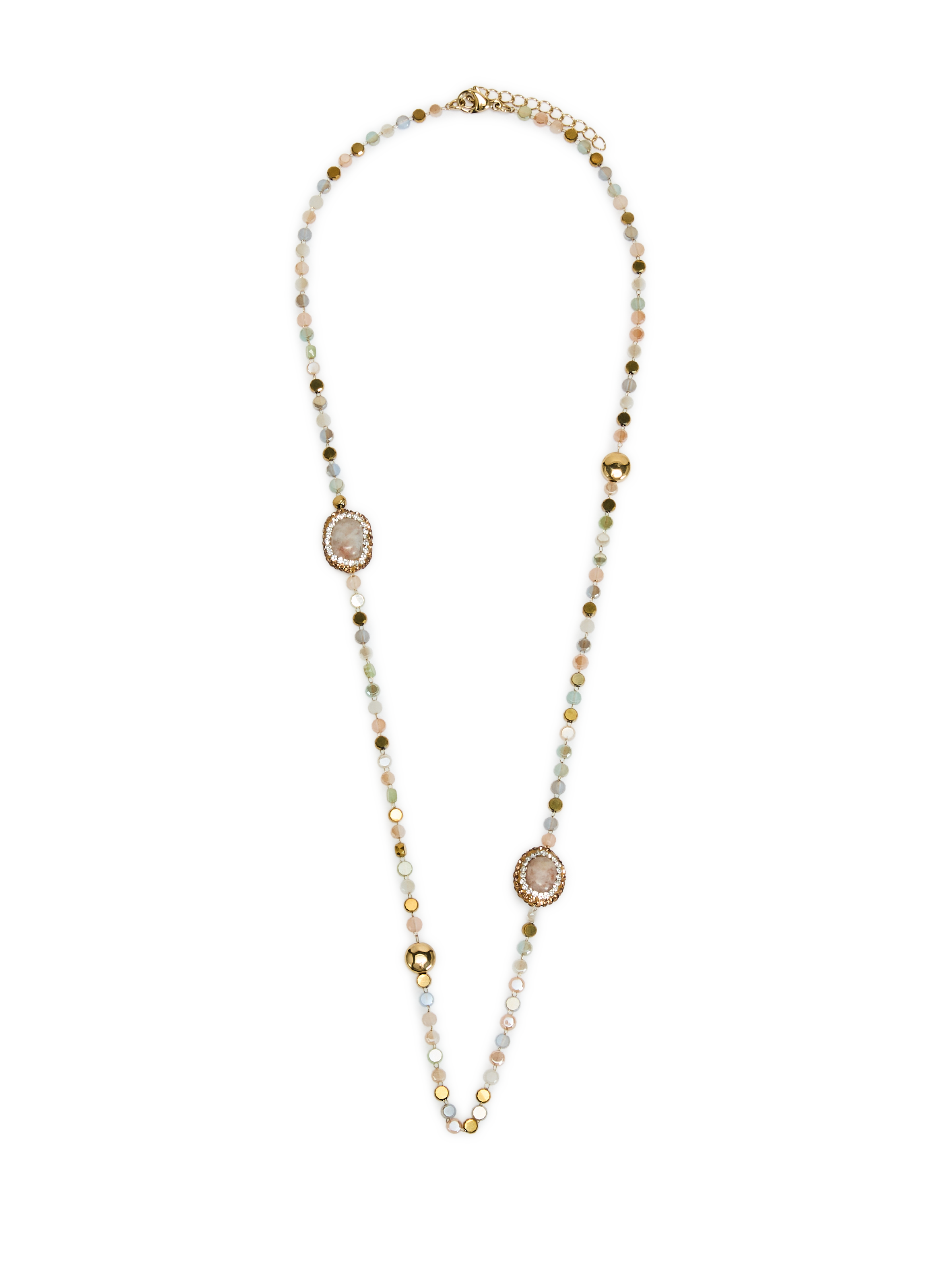 Collier sautoir à pierres et perles AU PRINTEMPS PARIS Rose