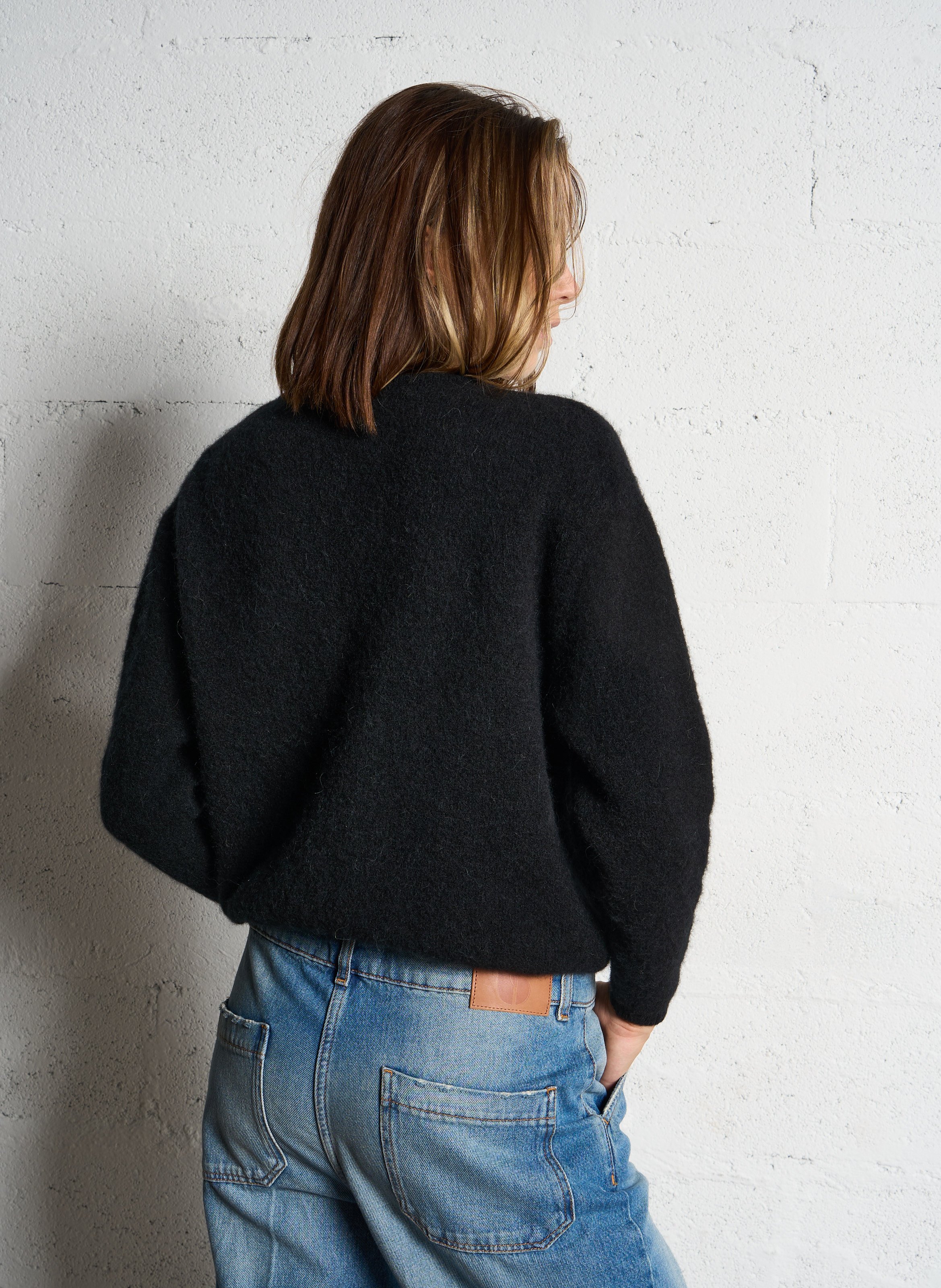 Gilet ample col rond en laine mélangée vitow AMERICAN VINTAGE Noir