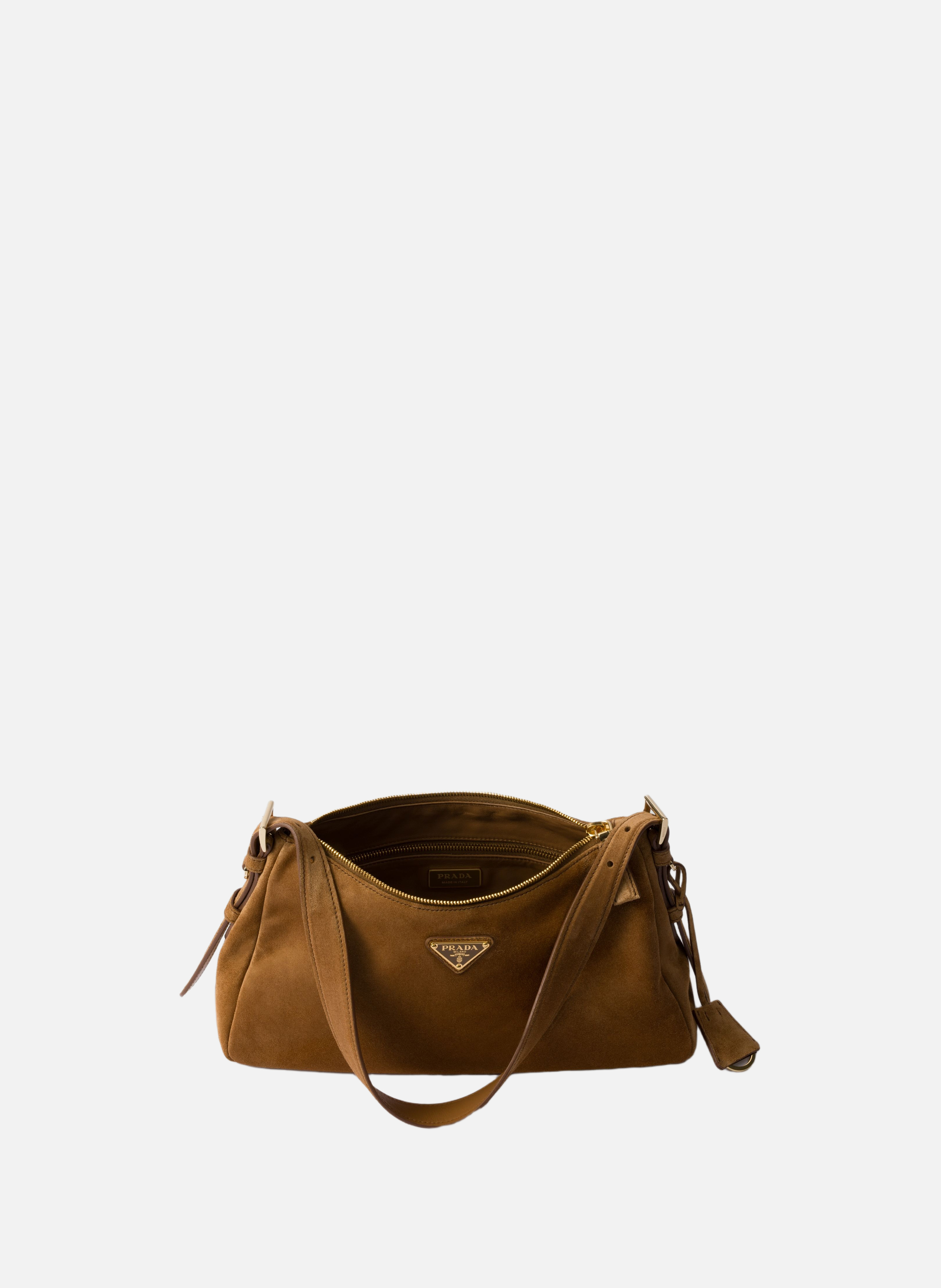 Sac à bandoulière prada aimée en veau velours PRADA Marron