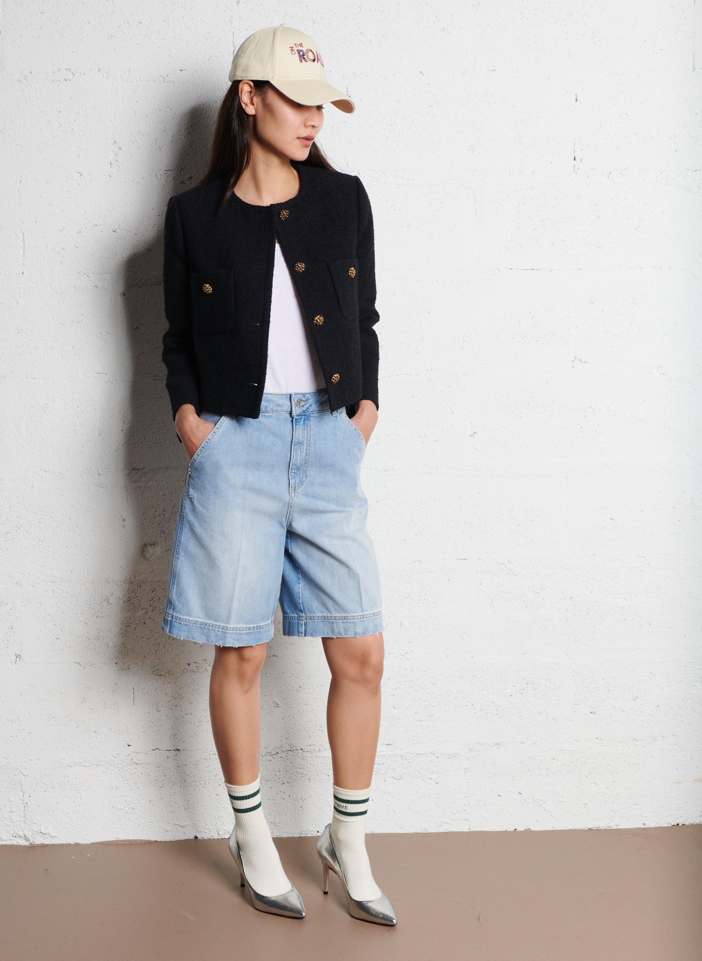 Veste courte en coton mélangé meredith BA&SH Noir