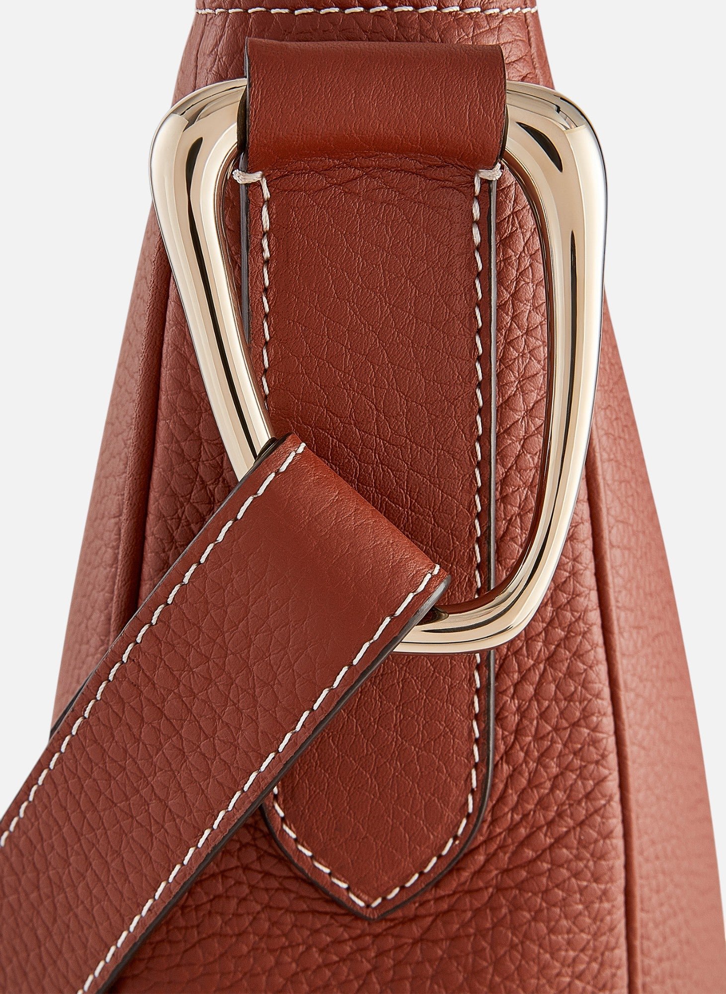 Grand sac hobo madeleine en cuir de taurillon grainé LE TANNEUR Marron