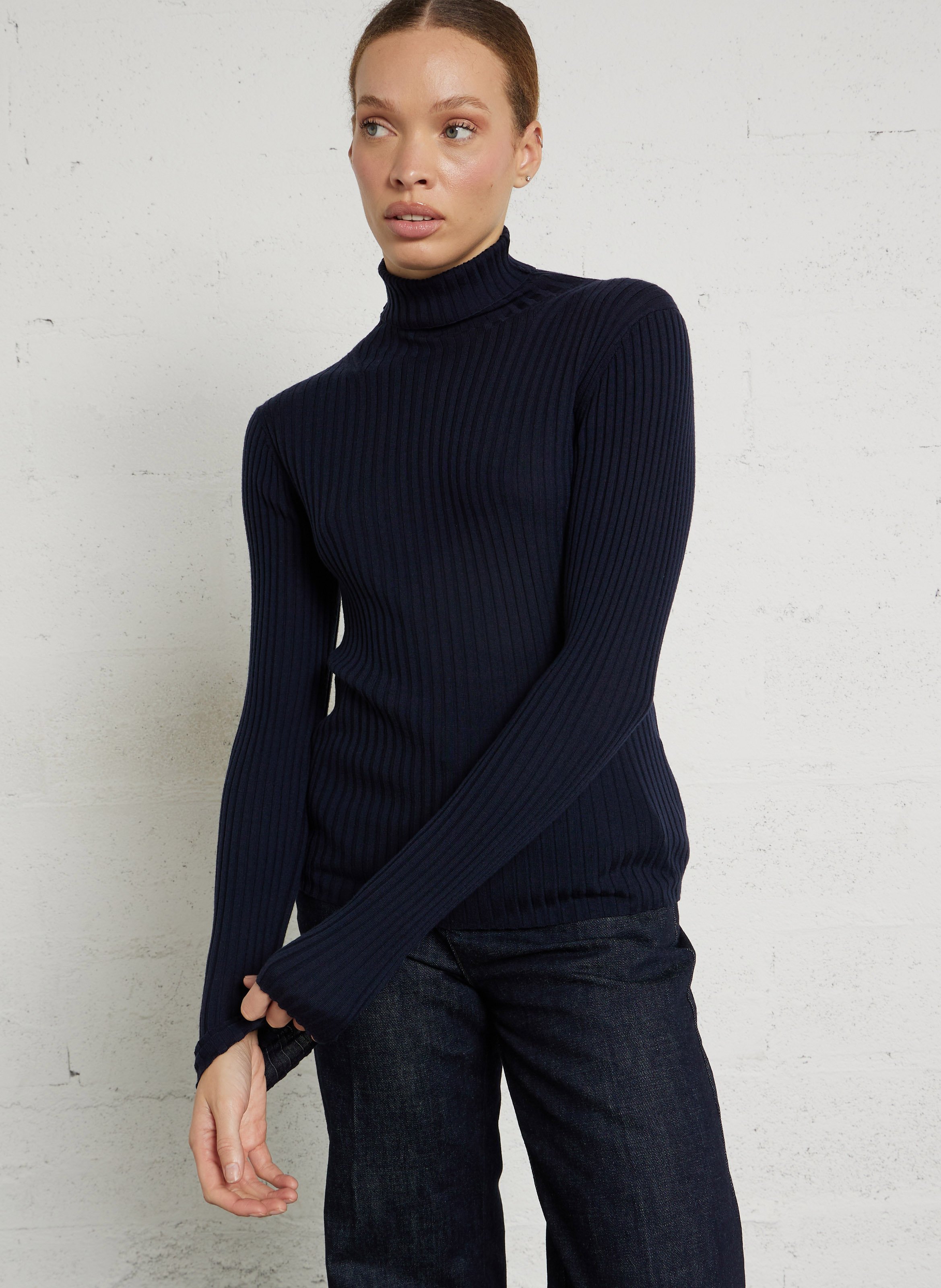 Col roulé cintré en laine mérinos Filao SOEUR Bleu