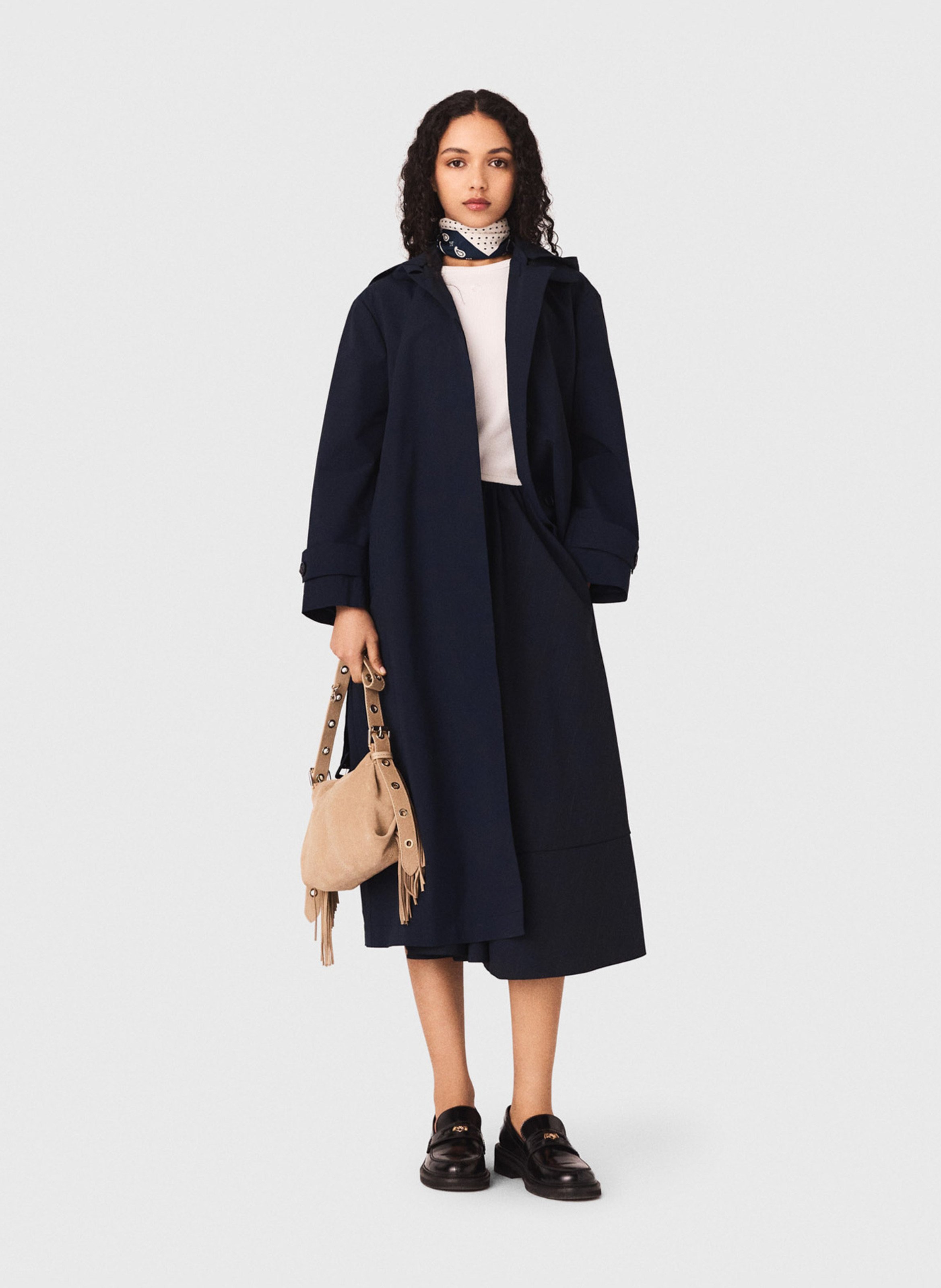 Trench à capuche ceinturé MAJE Bleu