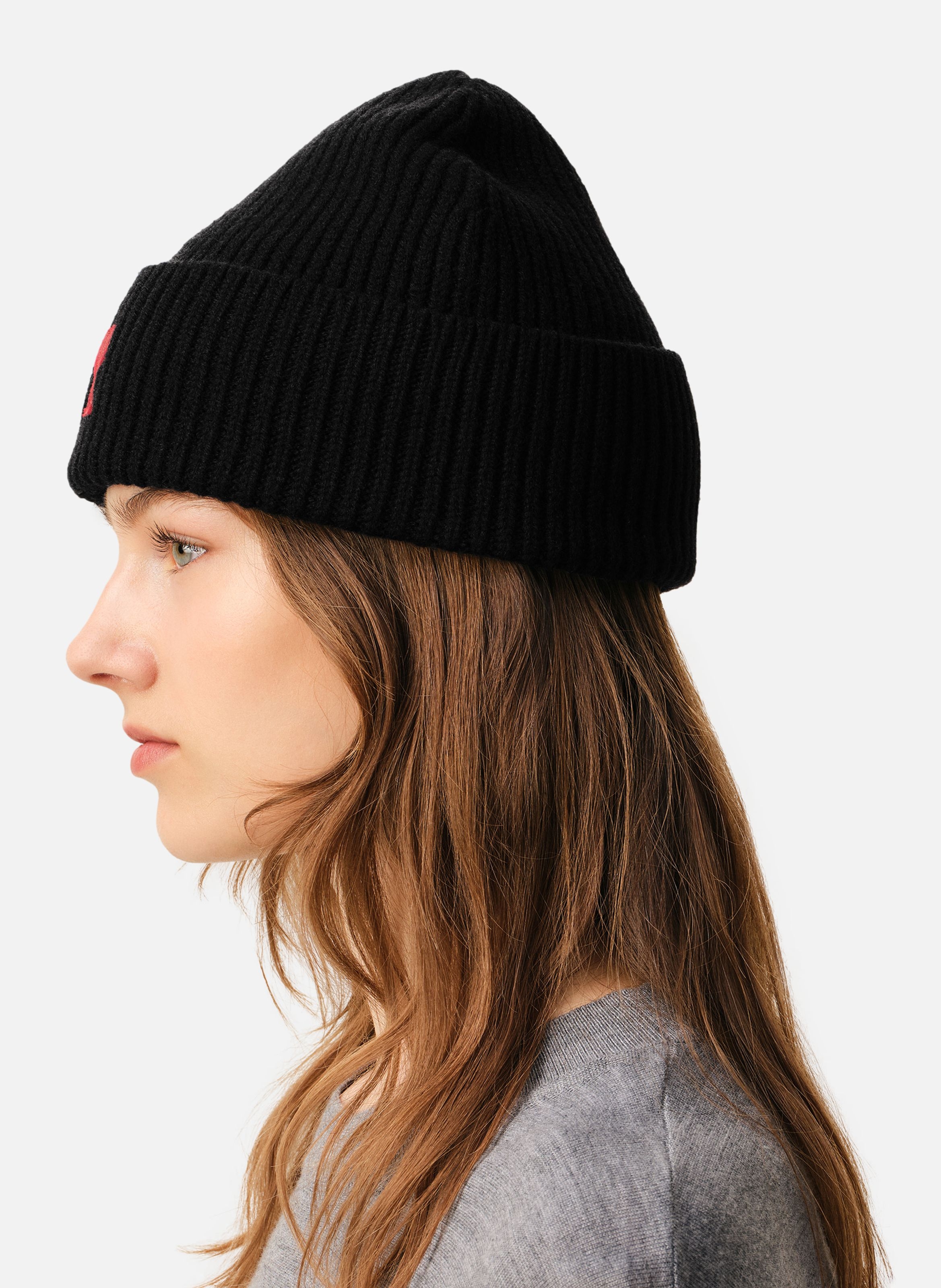 Bonnet Ami de Coeur Rouge unisexe AMI PARIS Noir