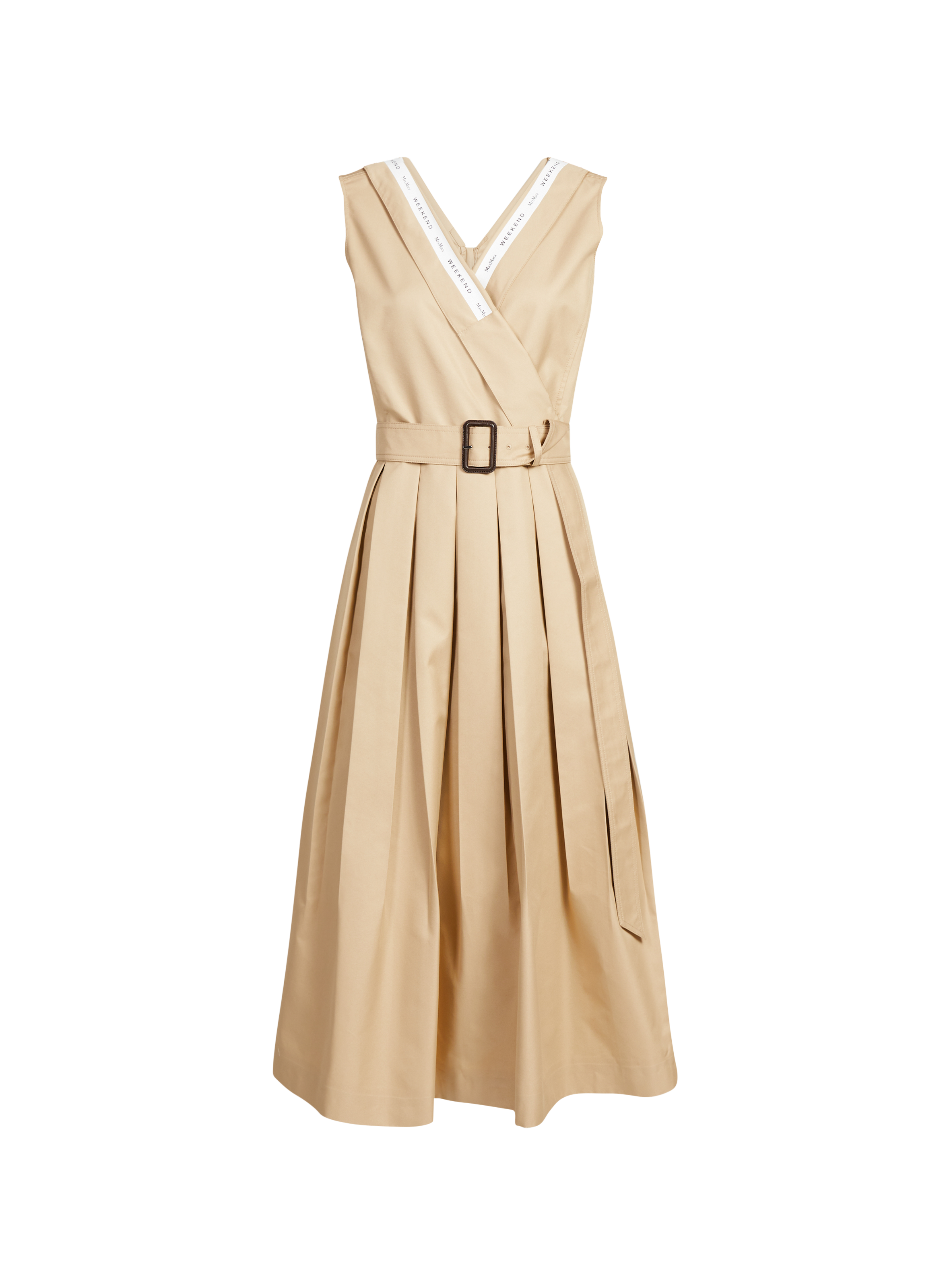 Robe midi sans manches en gabardine de coton MAX MARA WEEK END Beige