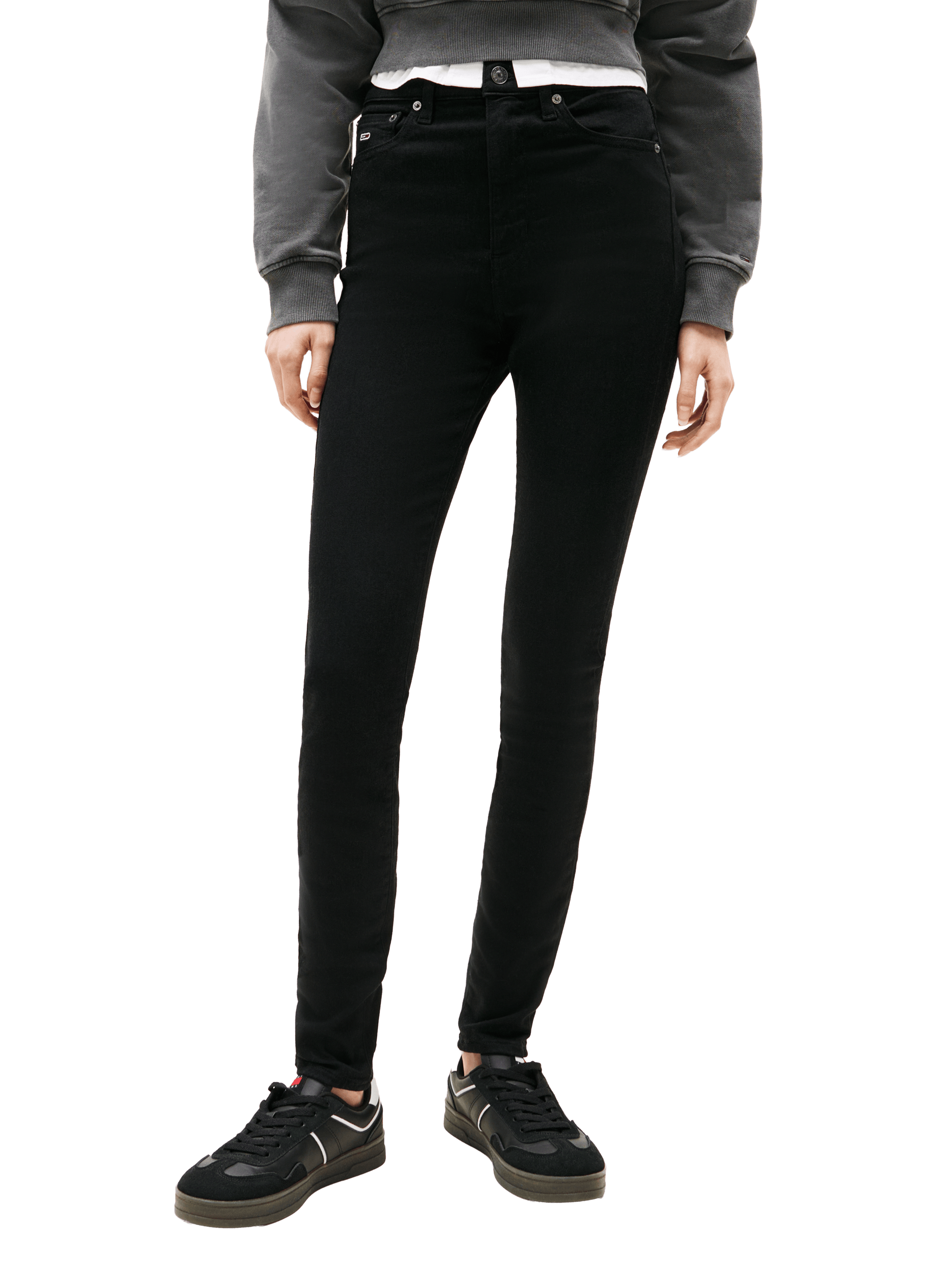 Jean droit en coton mélangé TOMMY HILFIGER Noir