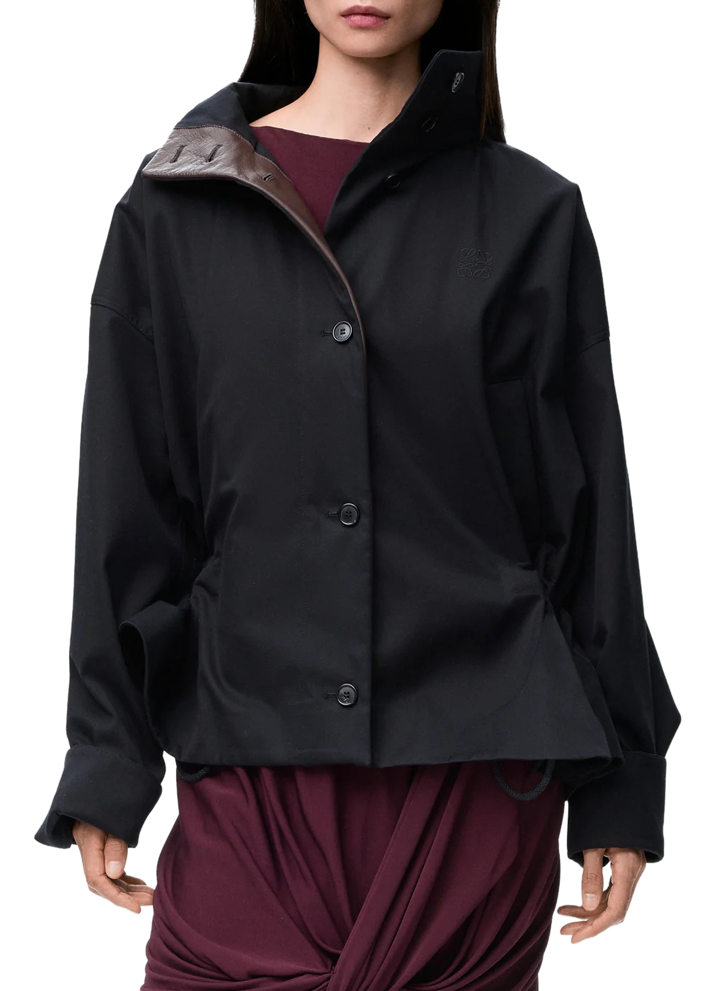 Veste à capuche en coton et soie LOEWE Noir