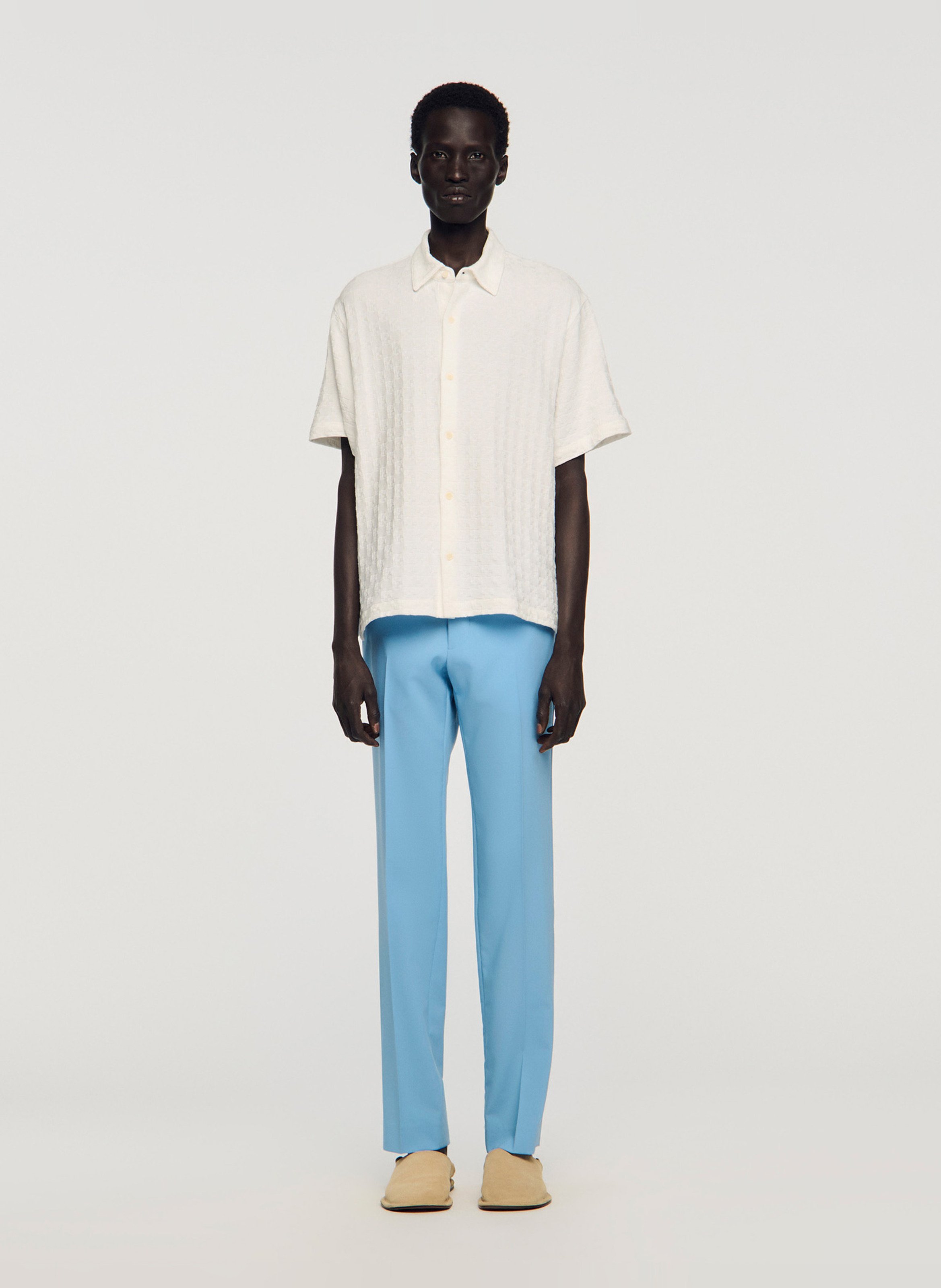 Chemise col classique en coton SANDRO Blanc