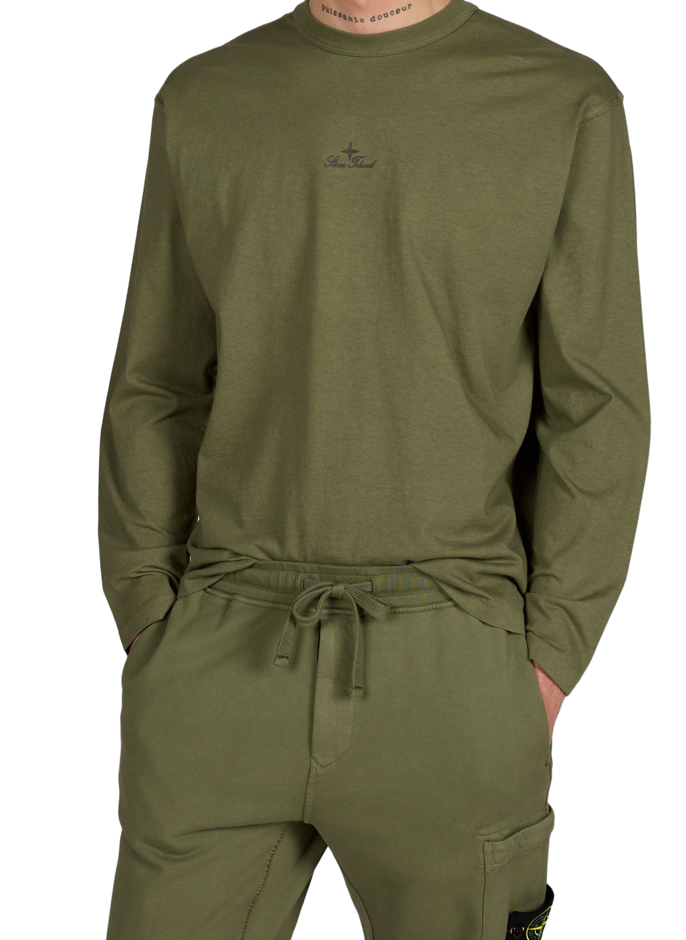 T-shirt à manches longues en coton STONE ISLAND Kaki