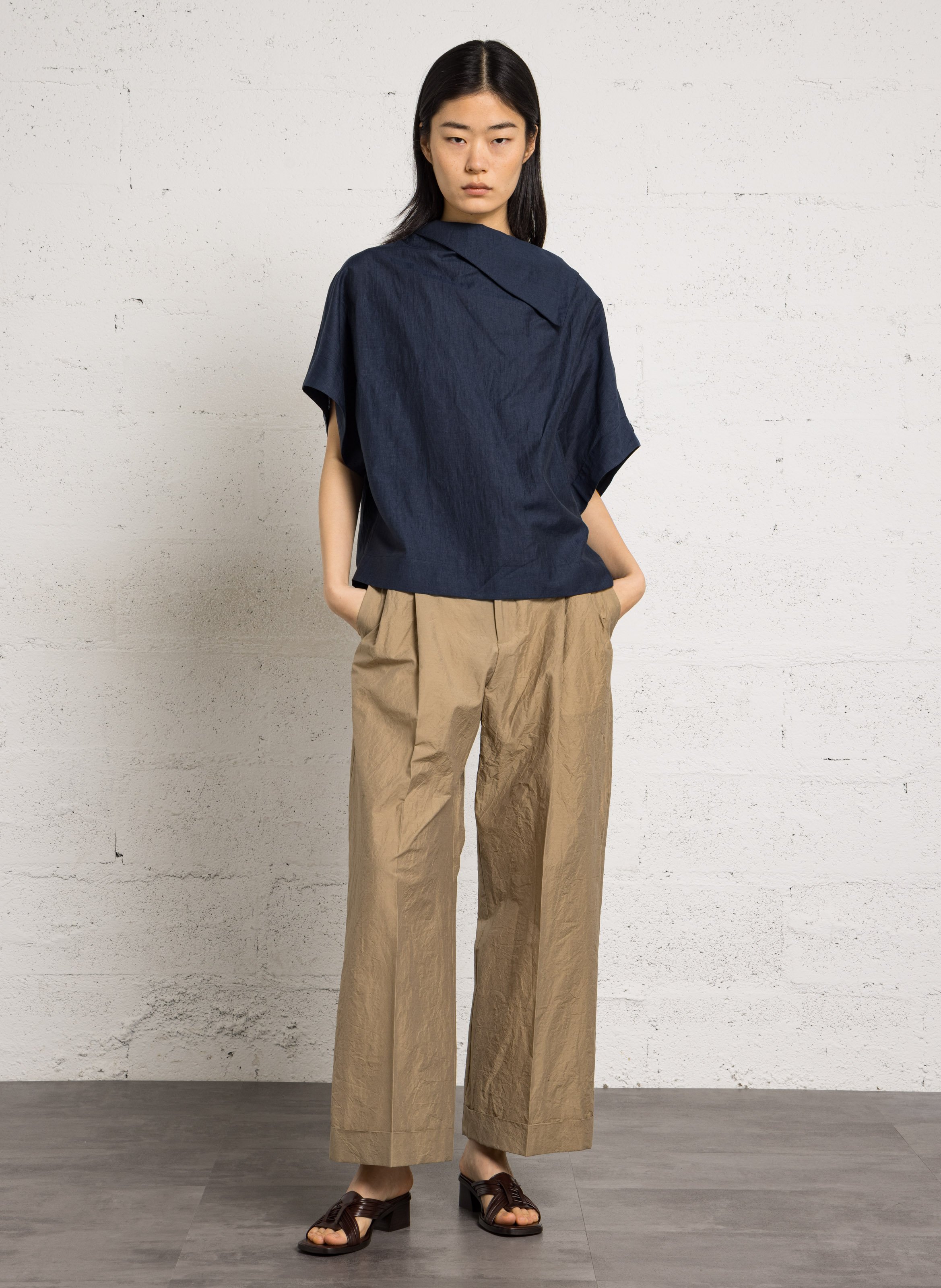 Blous oversize en lin et coton bio mélangé issa SOEUR Bleu