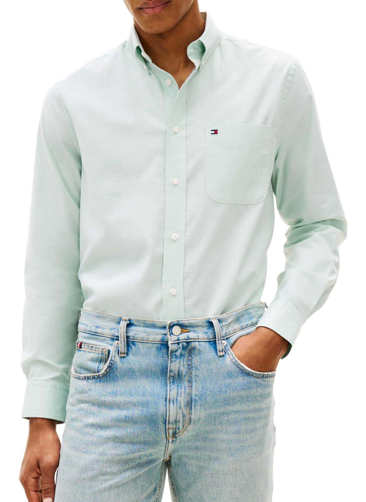 Chemise slim léger en coton mélangé TOMMY HILFIGER Vert