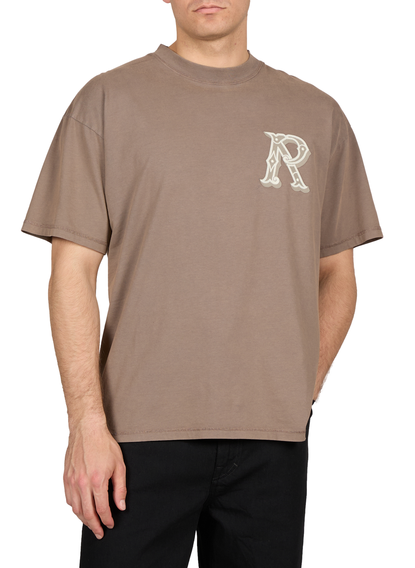 T-shirt brodé en coton REPRESENT Marron