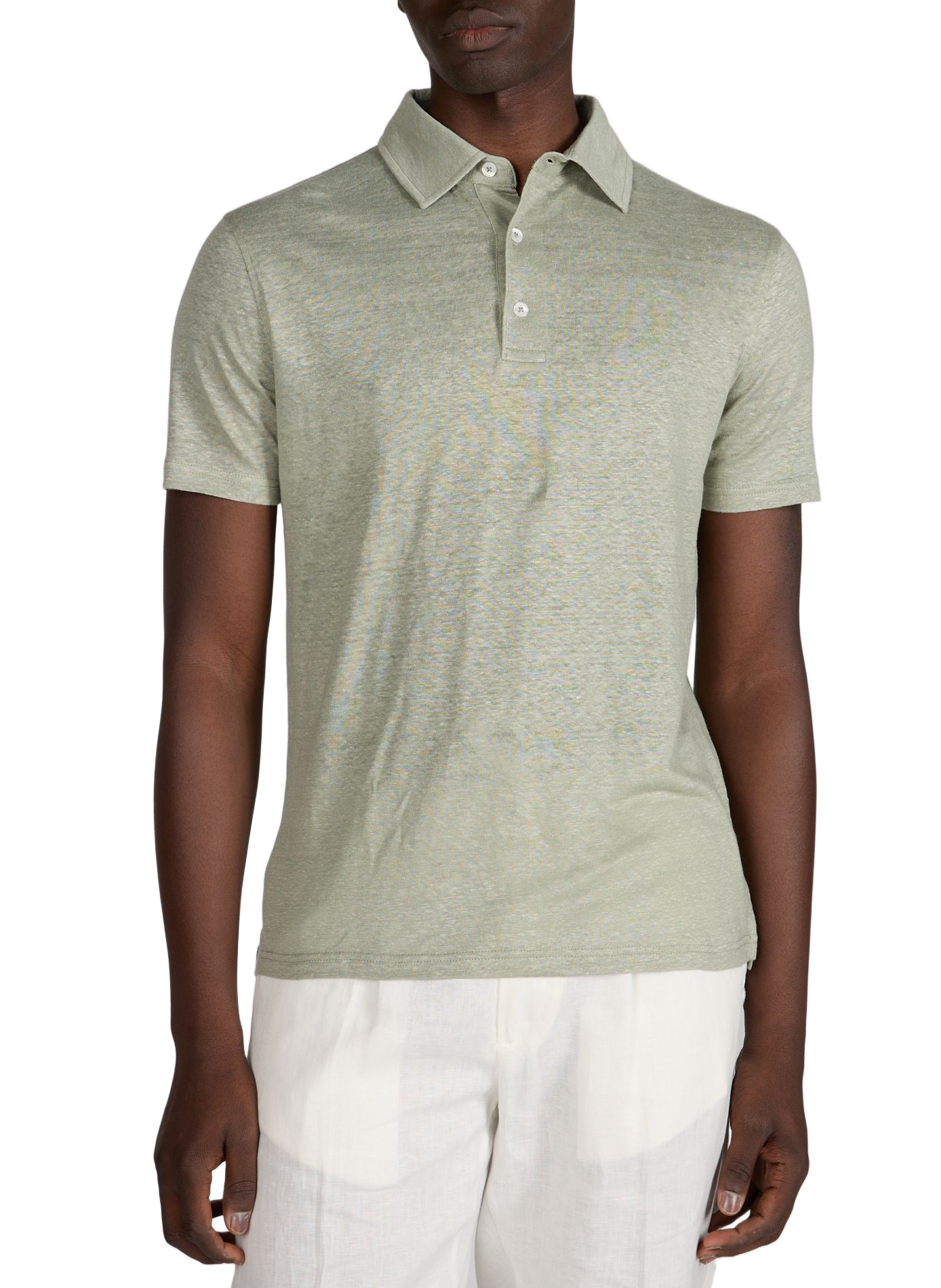 Polo à manches courtes en lin AURELIEN Kaki