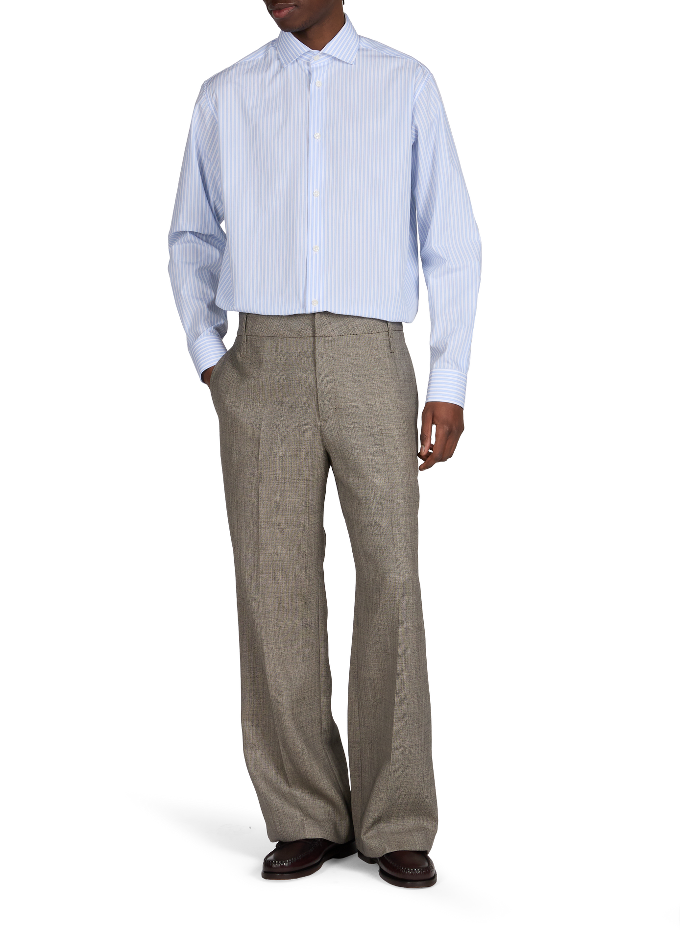 Straight striped cotton shirt AU PRINTEMPS PARIS Blue