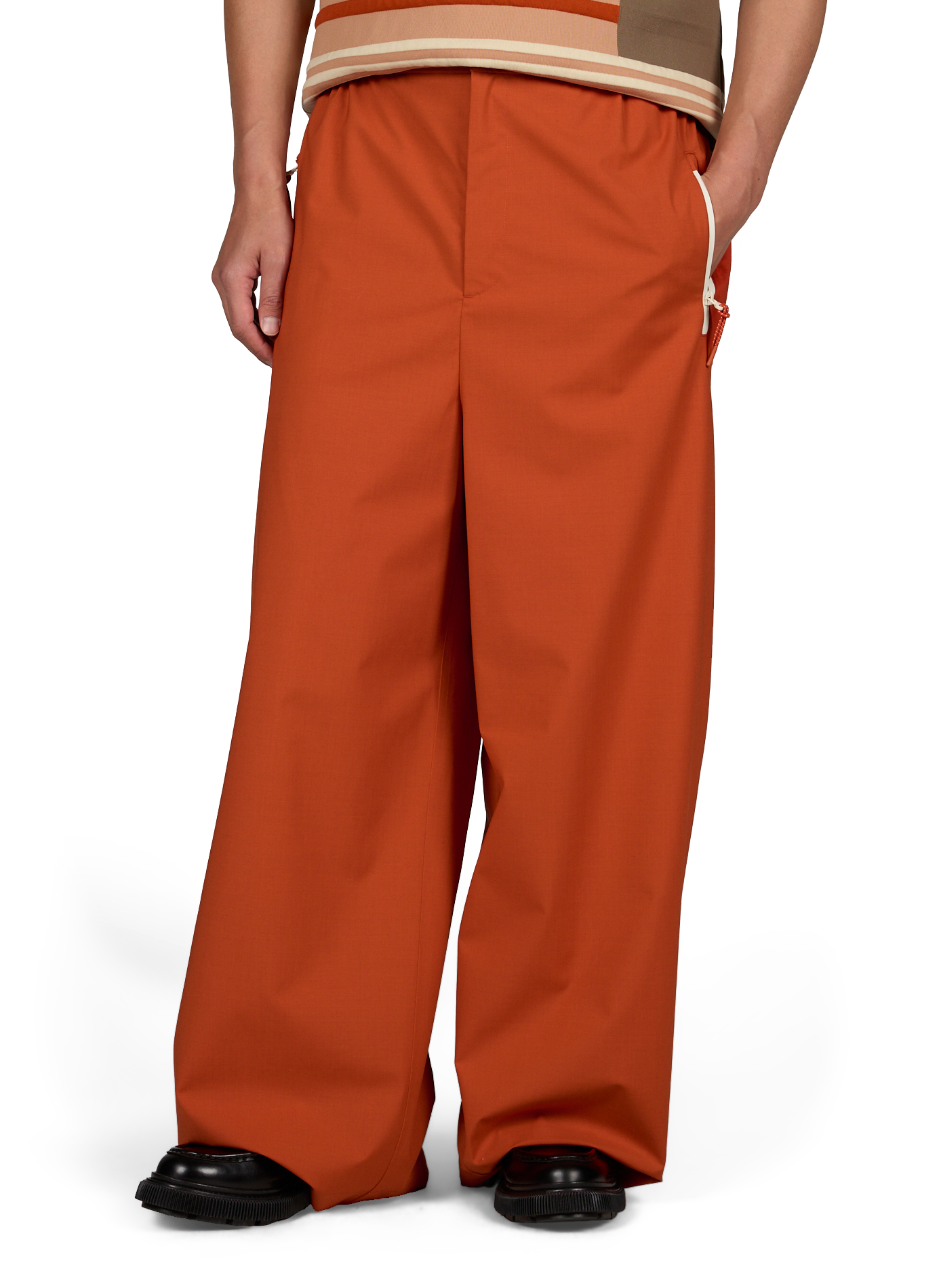 Wide solid color trousers with zip pockets LACOSTE Orange