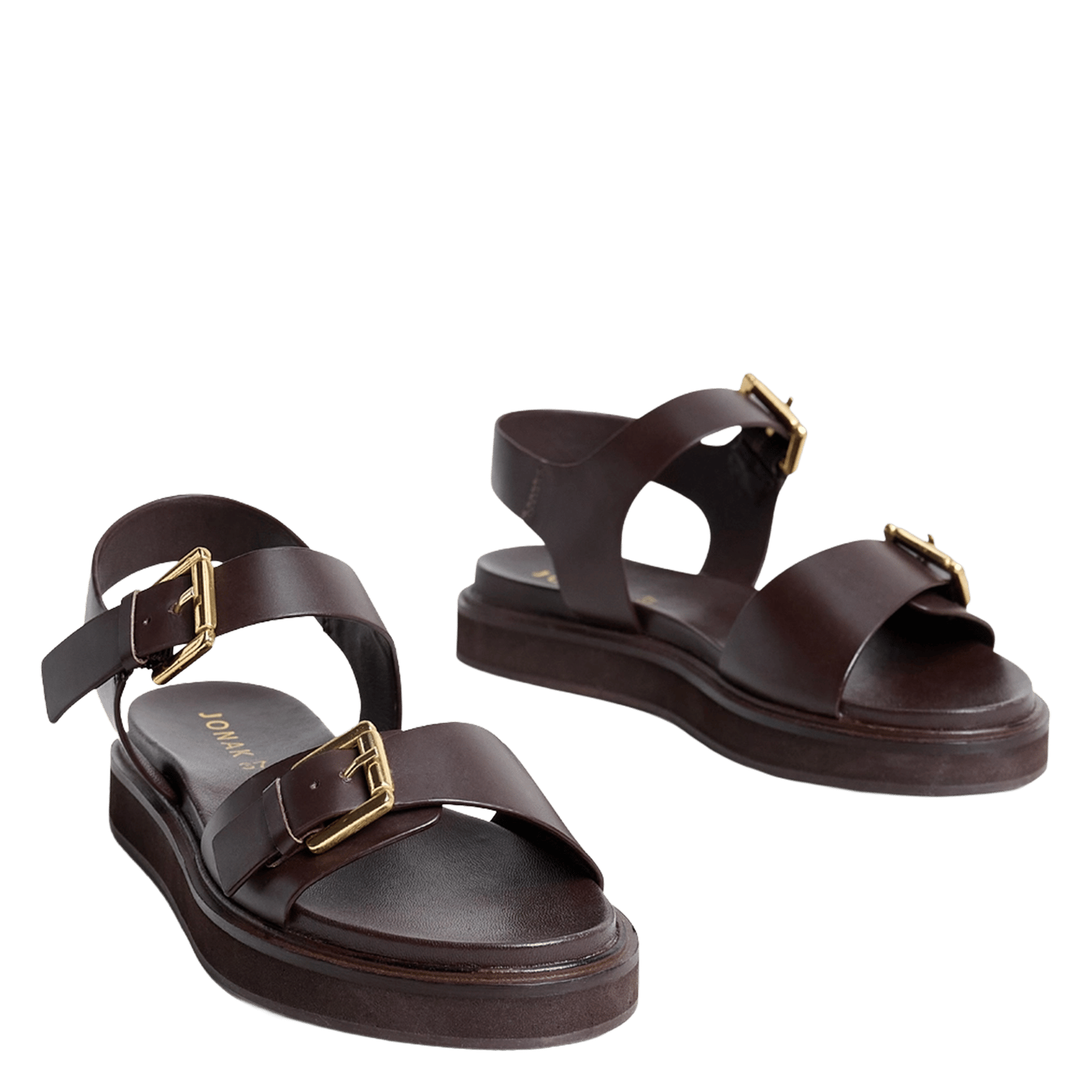 Sandales à doubles lanières en cuir waf JONAK Marron