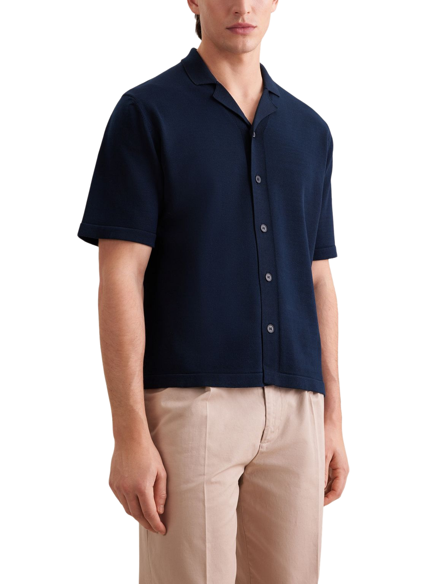 Short-sleeved Cuban collar cotton polo SEIDENSTICKER Blue