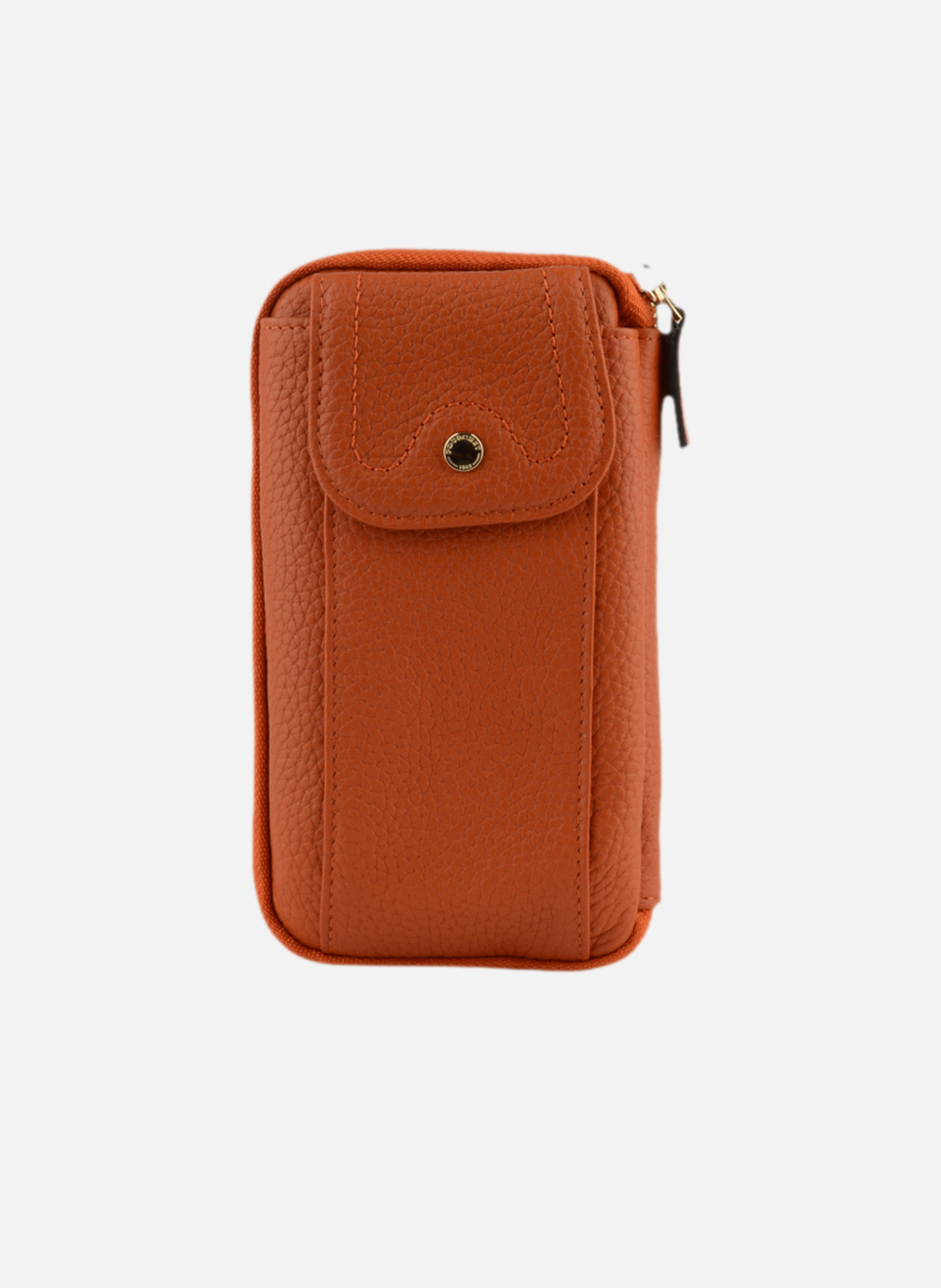 Club | etui téléphone portable en cuir de veau grainé | Orange POURCHET Femme