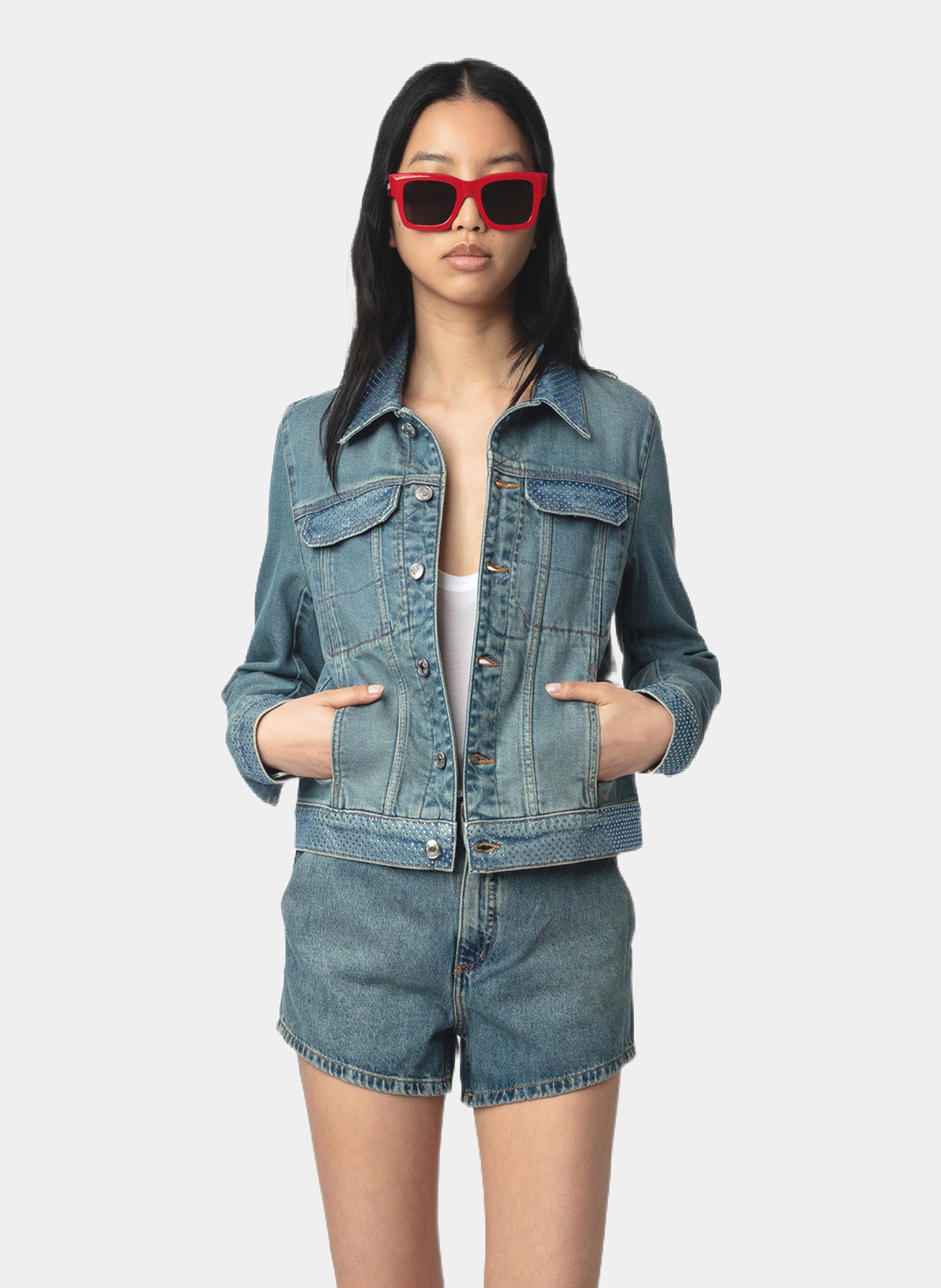 Klassieke jas met kraag van katoenmix kioky ZADIG&VOLTAIRE Blauw