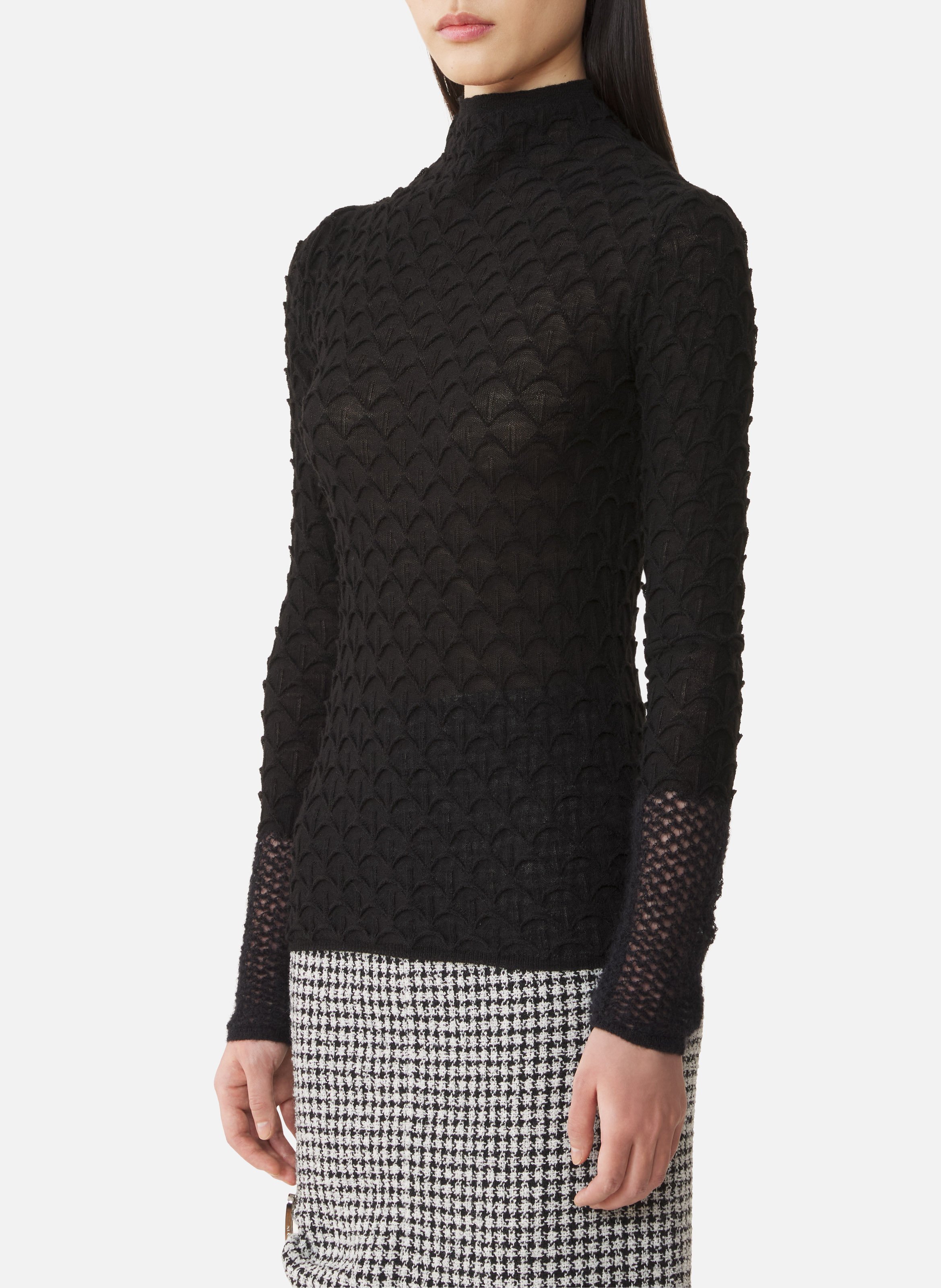 Haut col montant en laine et en mohair LANVIN Noir