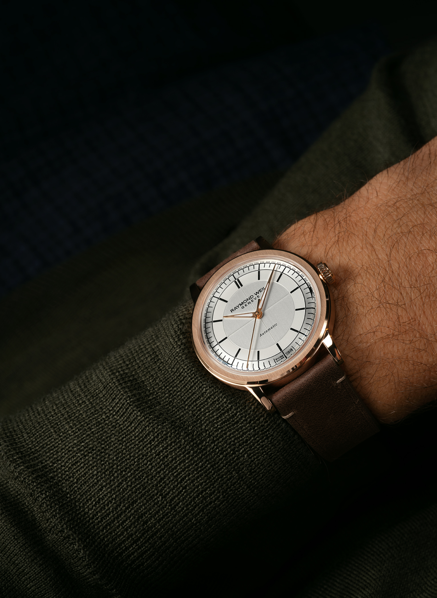 Montre automatique Millesime Central Seconds en cuir RAYMOND WEIL Argent