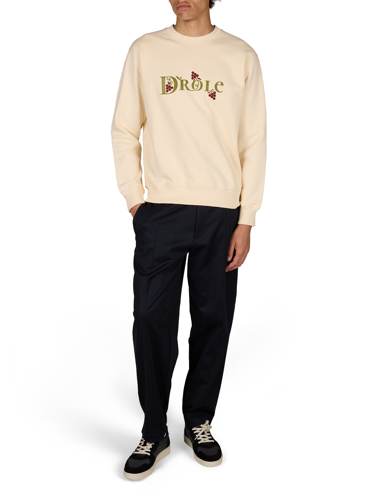 Round neck cotton sweatshirt DROLE DE MONSIEUR Beige