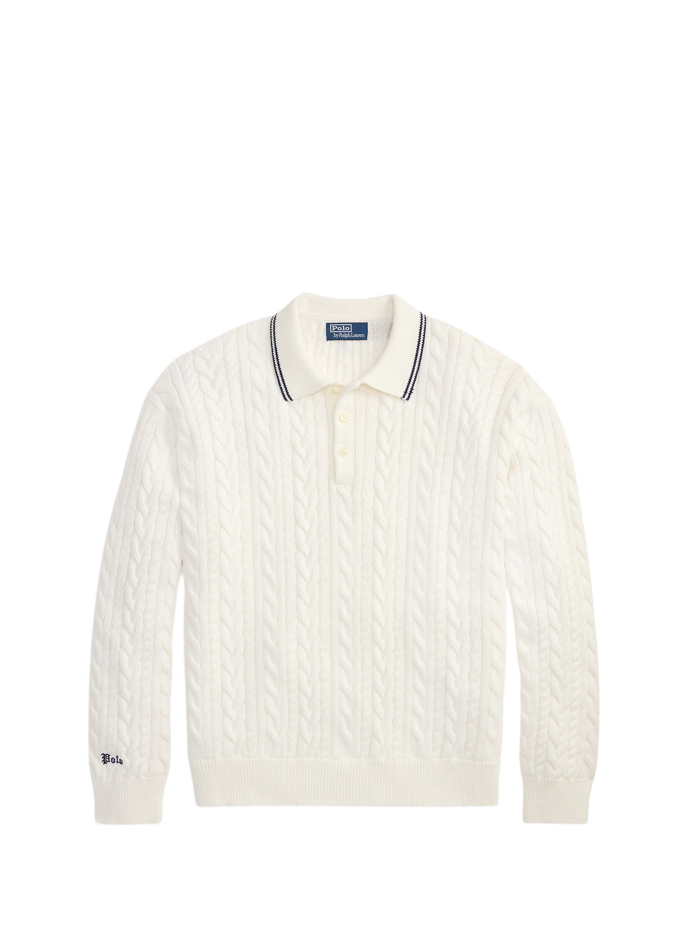 Polo collar sweater in twisted cotton and linen knit POLO RALPH LAUREN Beige