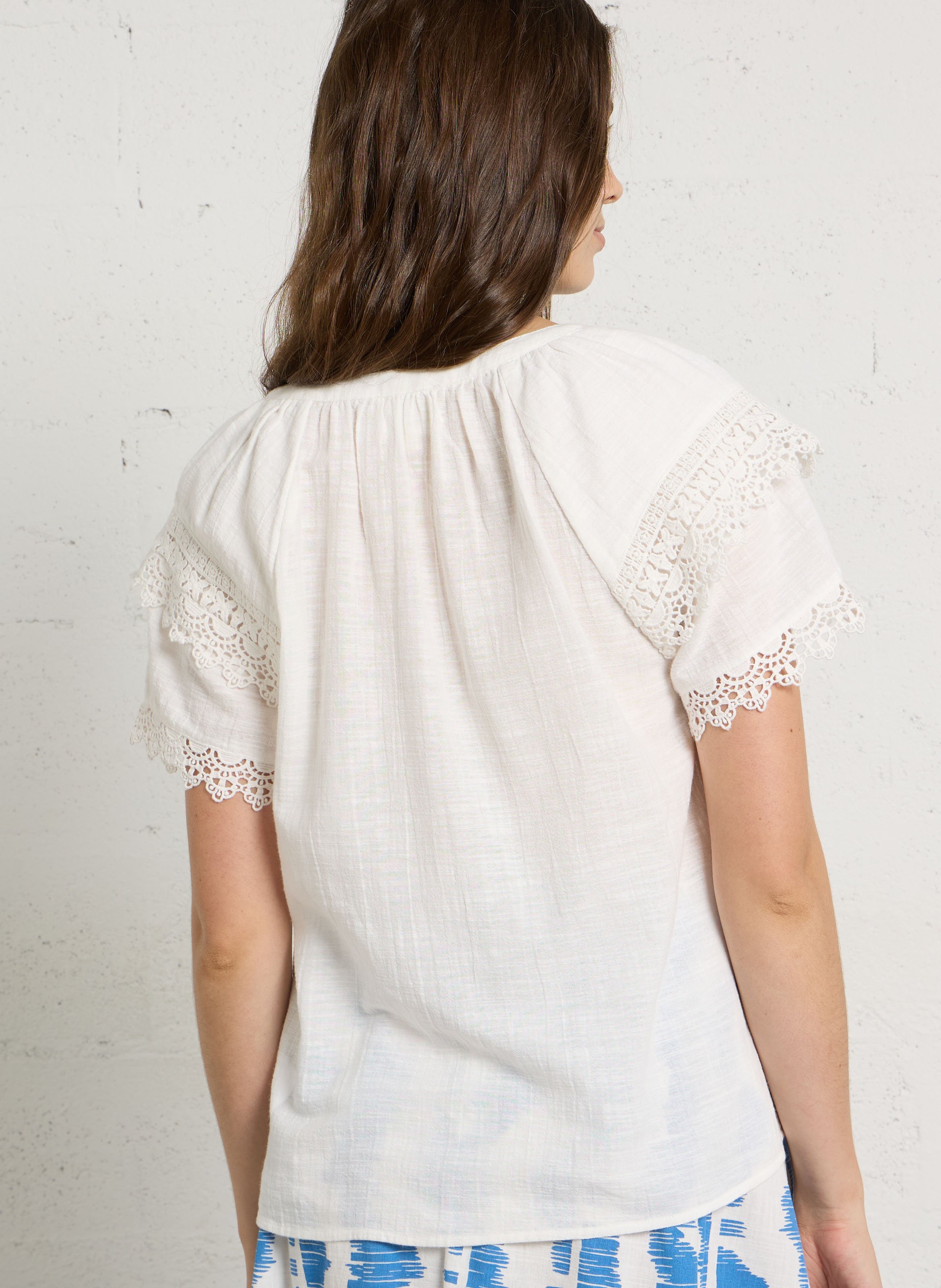 Blouse col v en coton mathis MAISON 123 Blanc