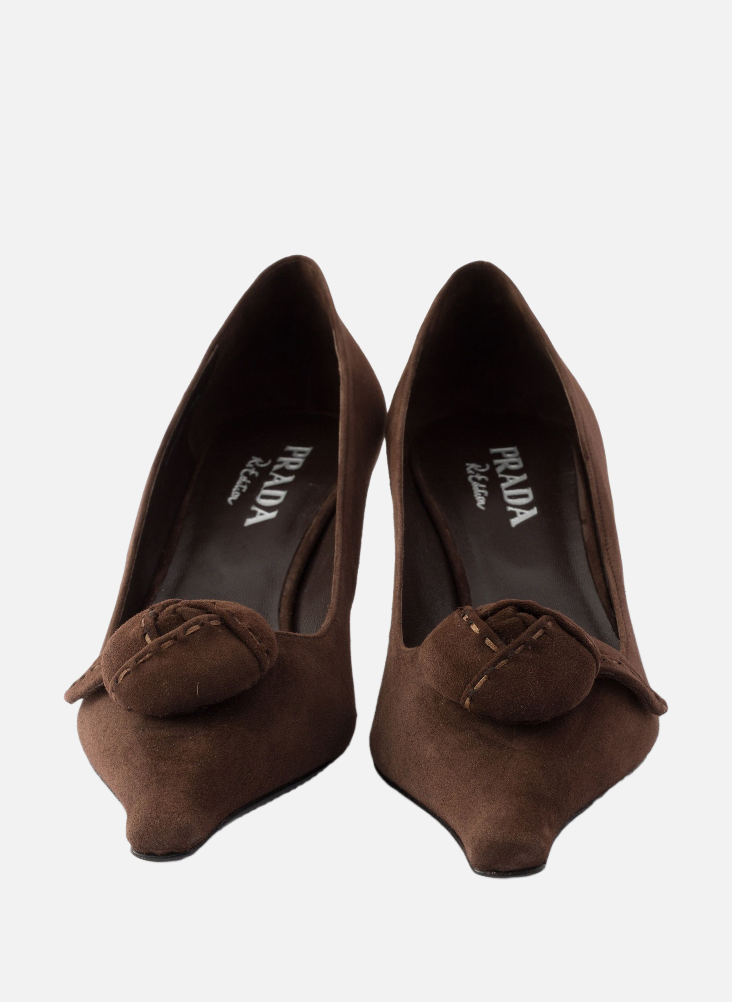 Escarpins en veau velours PRADA Marron