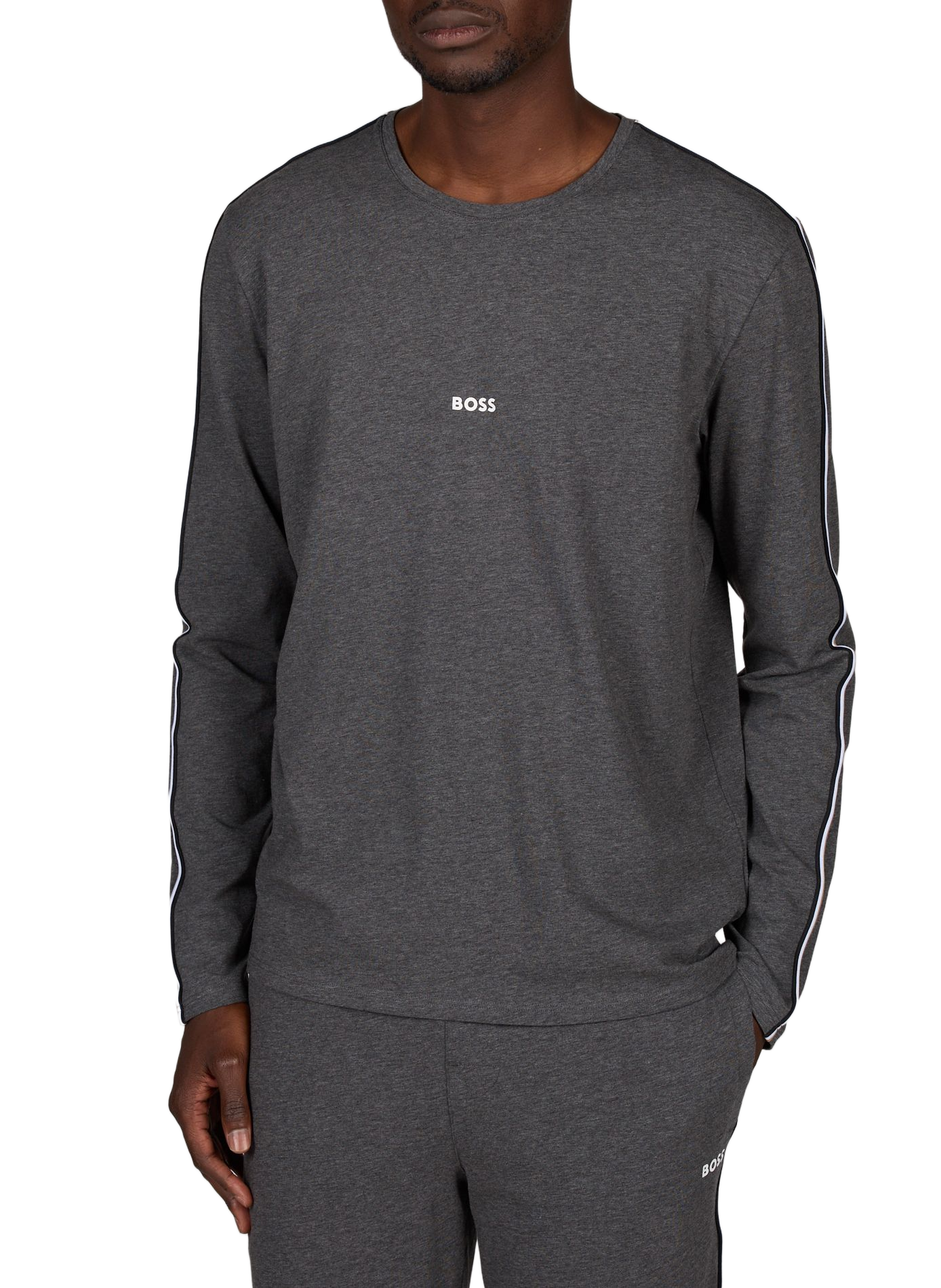 T-shirt met ronde hals en rechte pasvorm BOSS Grijs