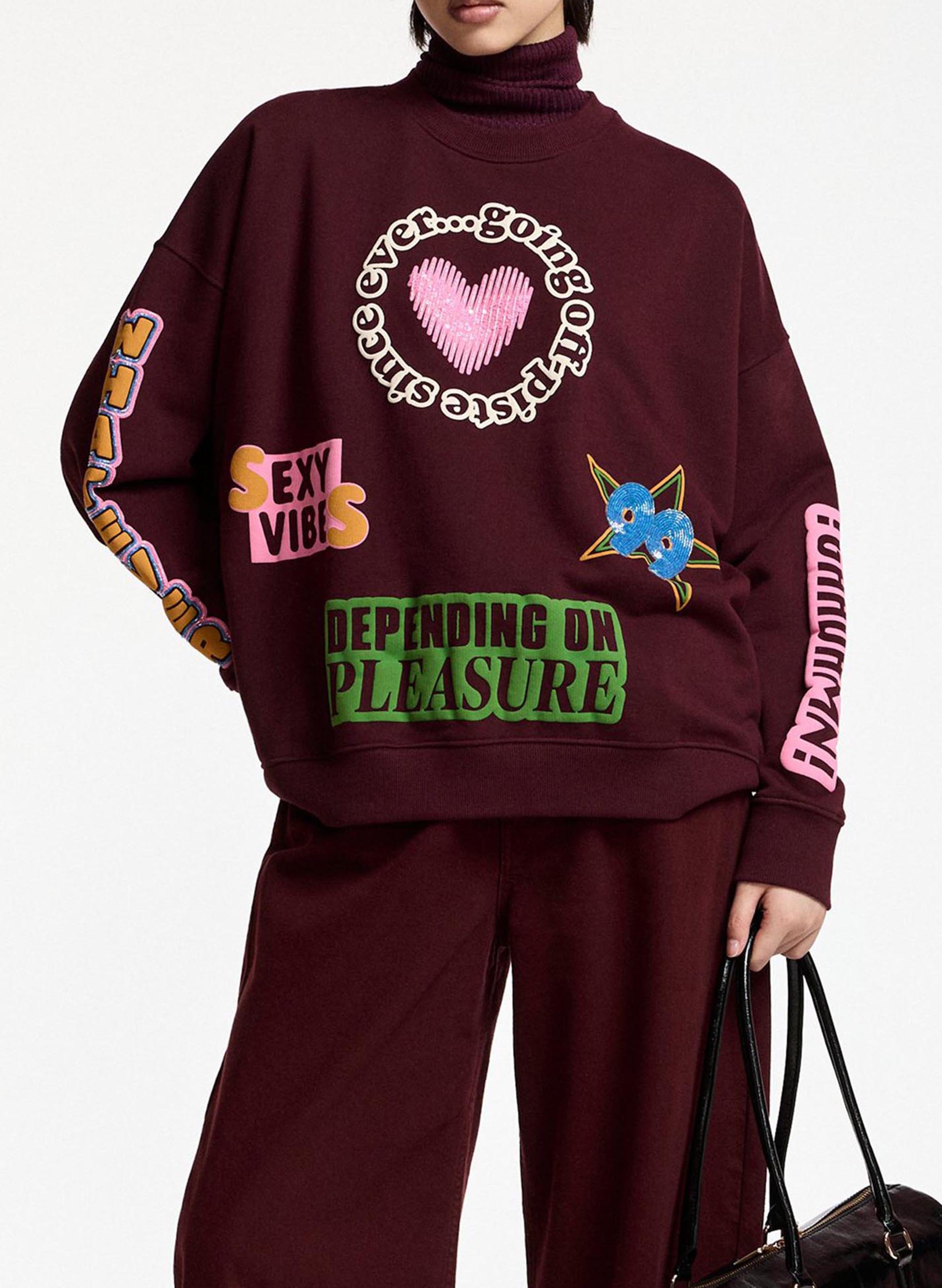 Sweat ample col rond imprimé en coton kampus ESSENTIEL ANTWERP Rouge