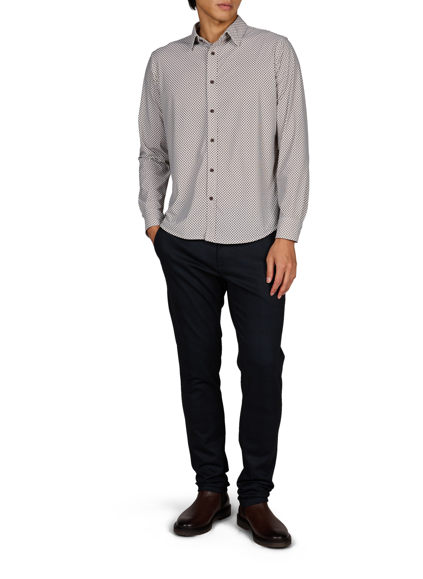 Straight striped shirt by Jean Murcie 1789 CALA Khaki