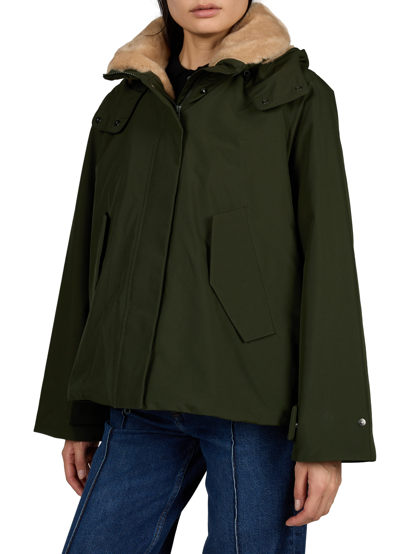 Oversized coat with removable hood SAVE THE DUCK Khaki