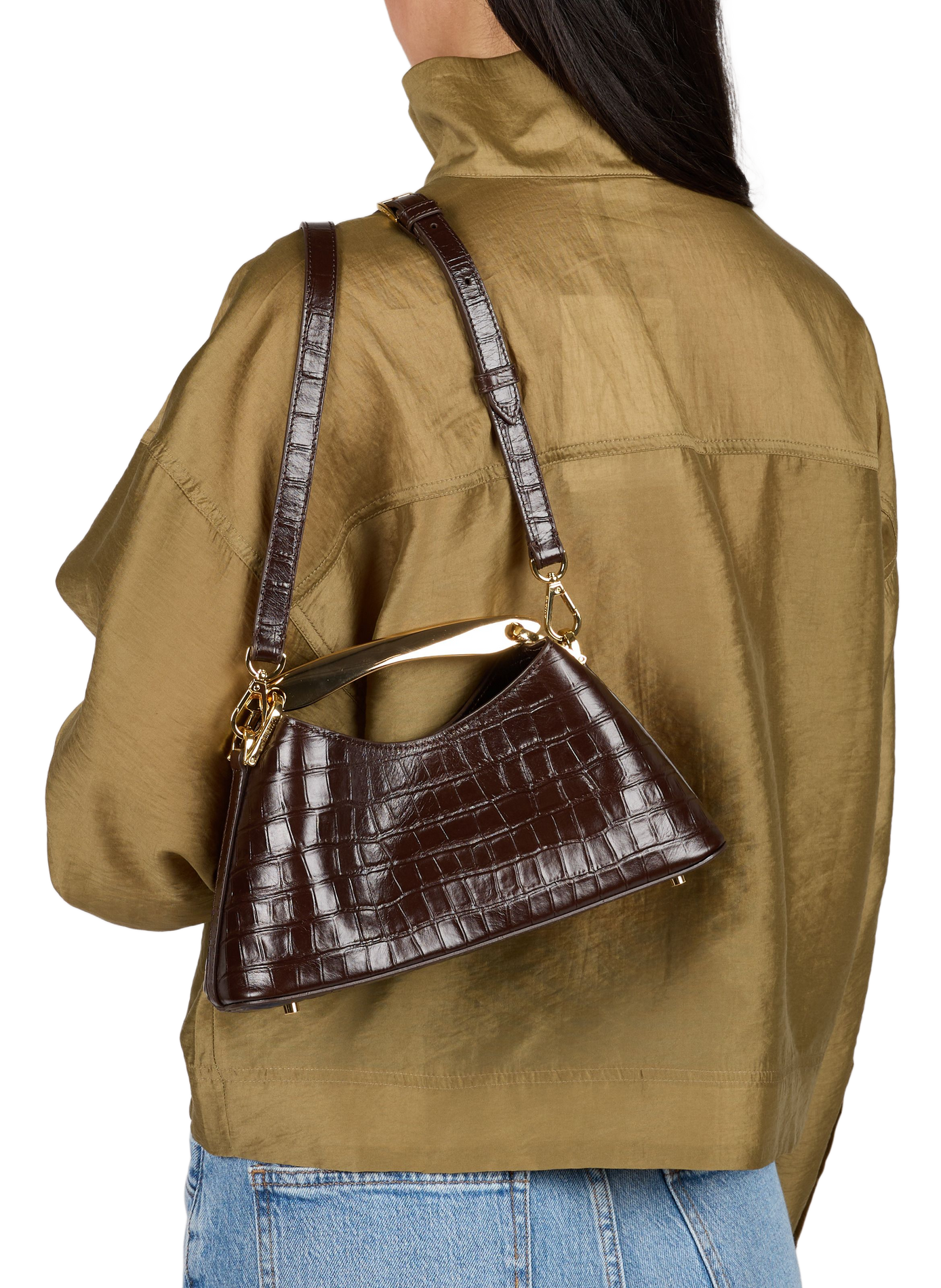 Handtas Mini Boomerang in leer ELLEME Bruin