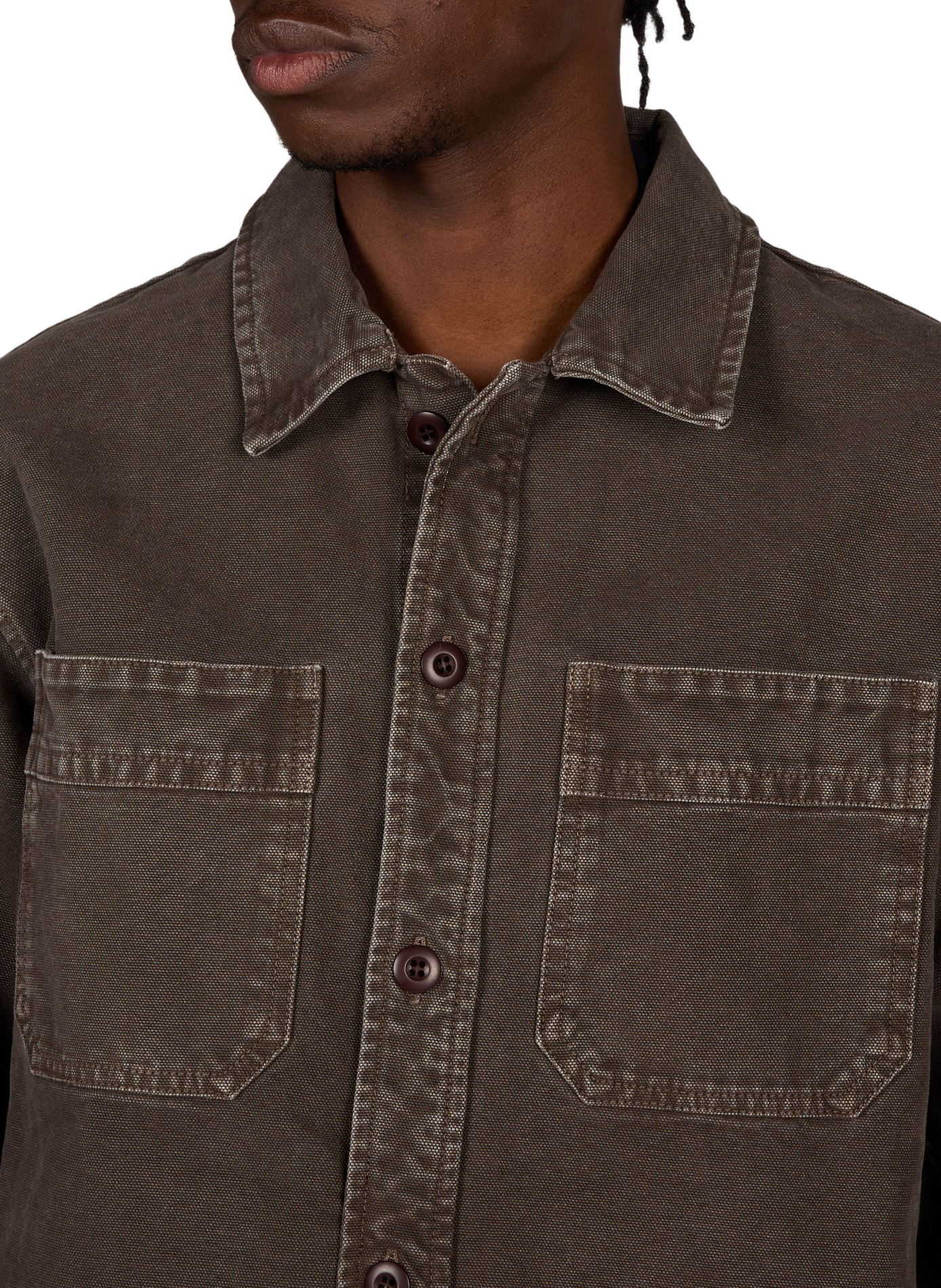 Veste col classique en denim de coton A.P.C. Marron