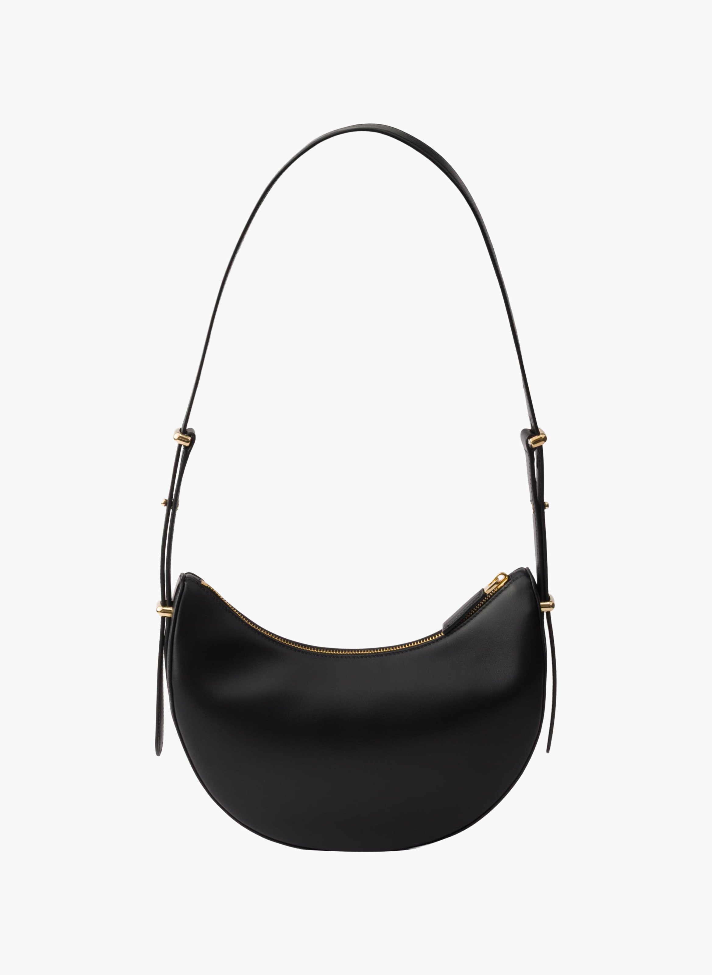 Petit sac porté épaule prada arqué en cuir PRADA Noir
