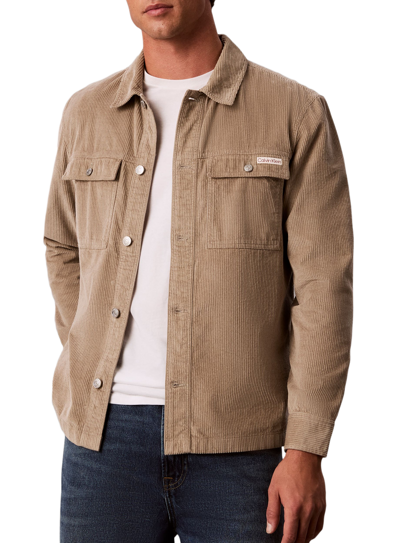 Straight cotton corduroy shirt CALVIN KLEIN Beige