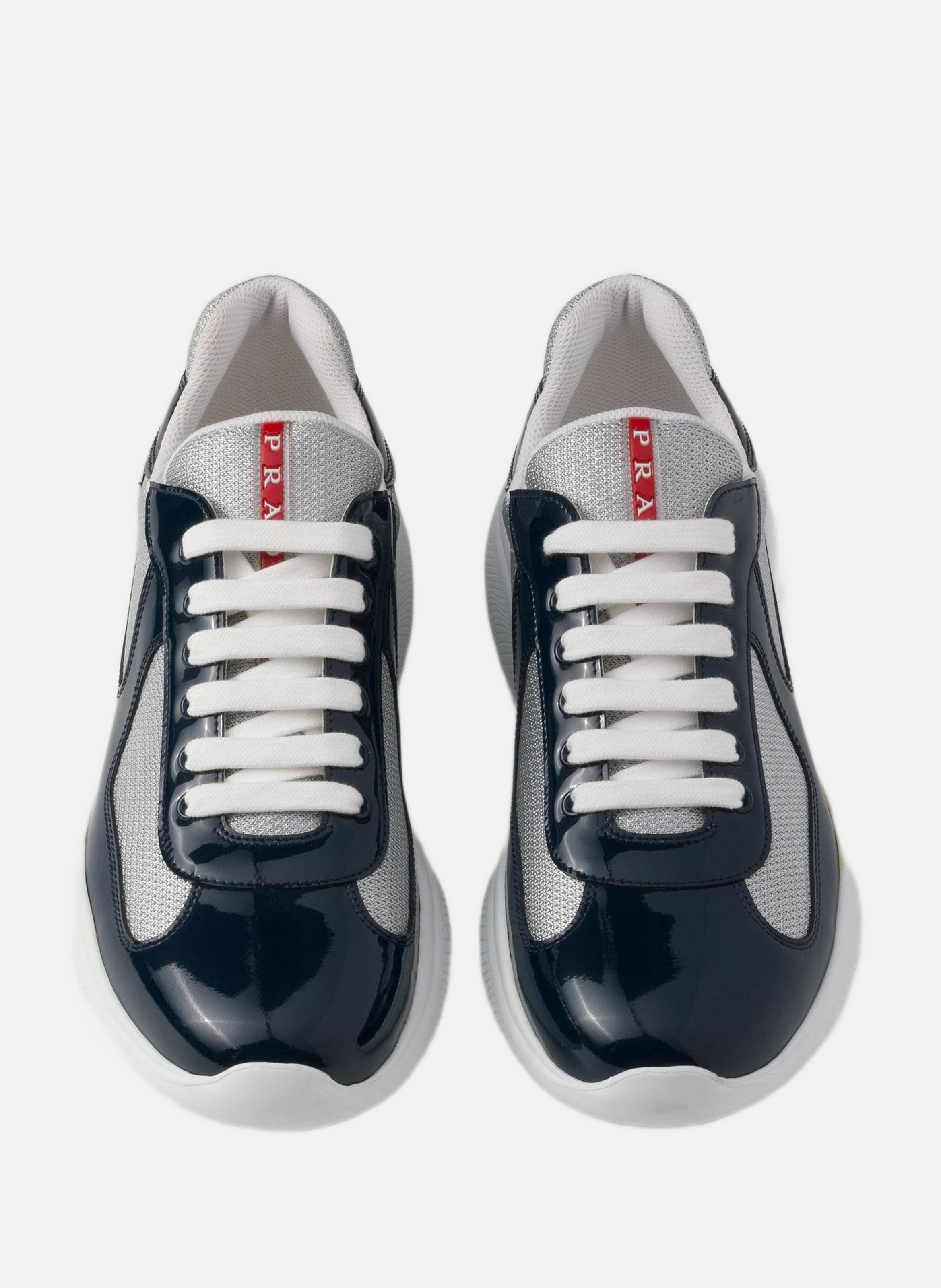 Sneakers prada america’s cup en cuir verni et tiss PRADA Bleu