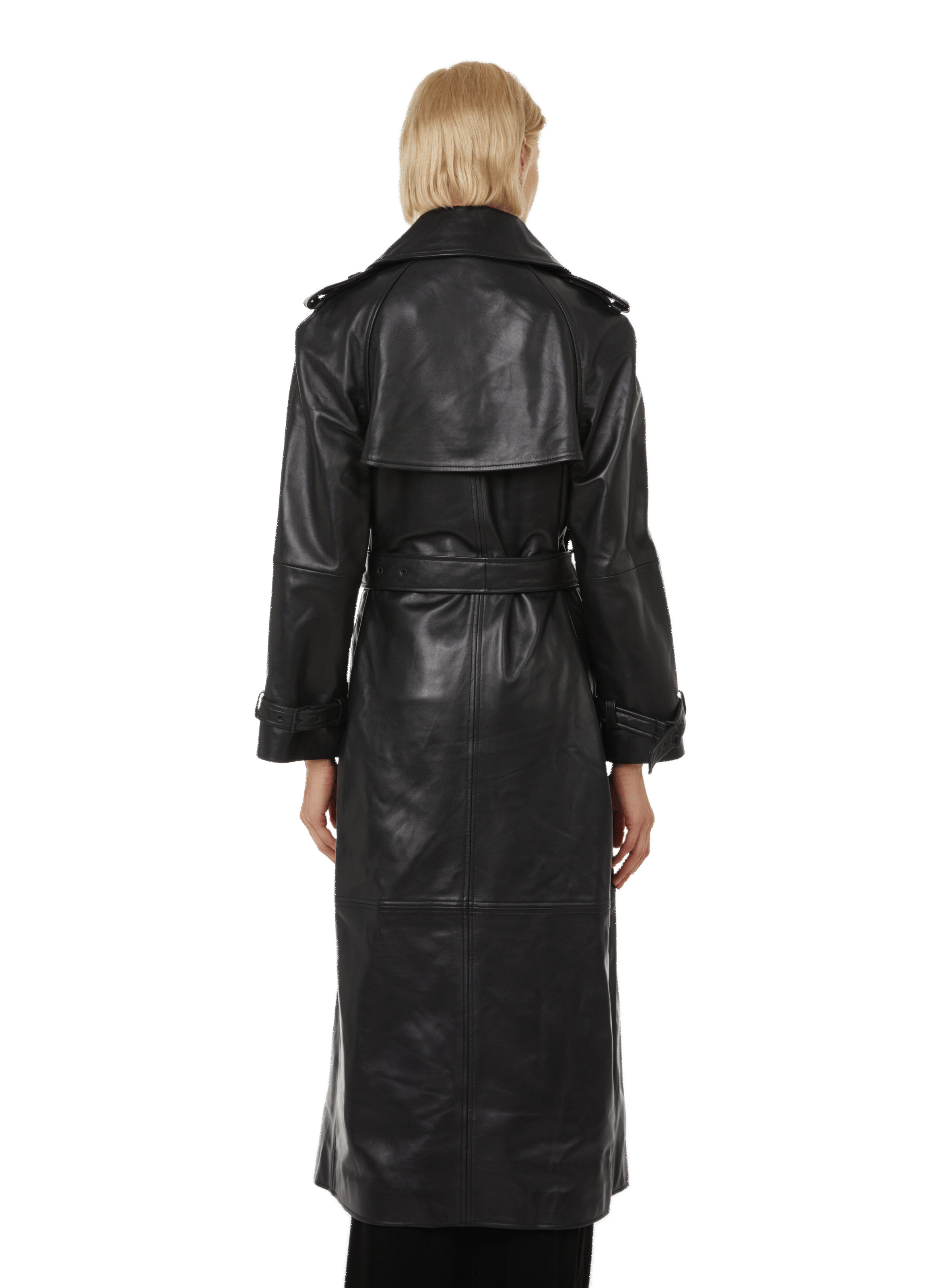 Leather trench coat ALBERTA FERRETTI Black