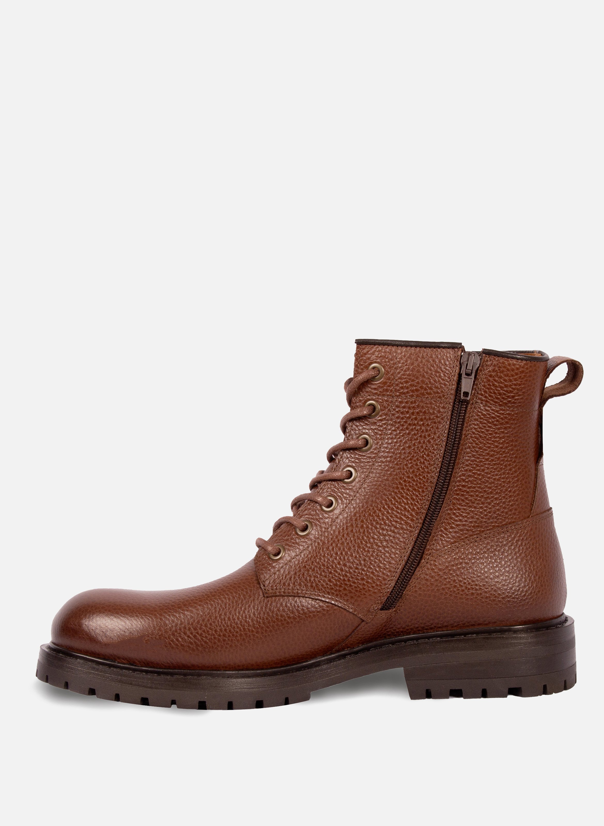 Ranger boots crantées cuir grainé JULES & JENN Marron