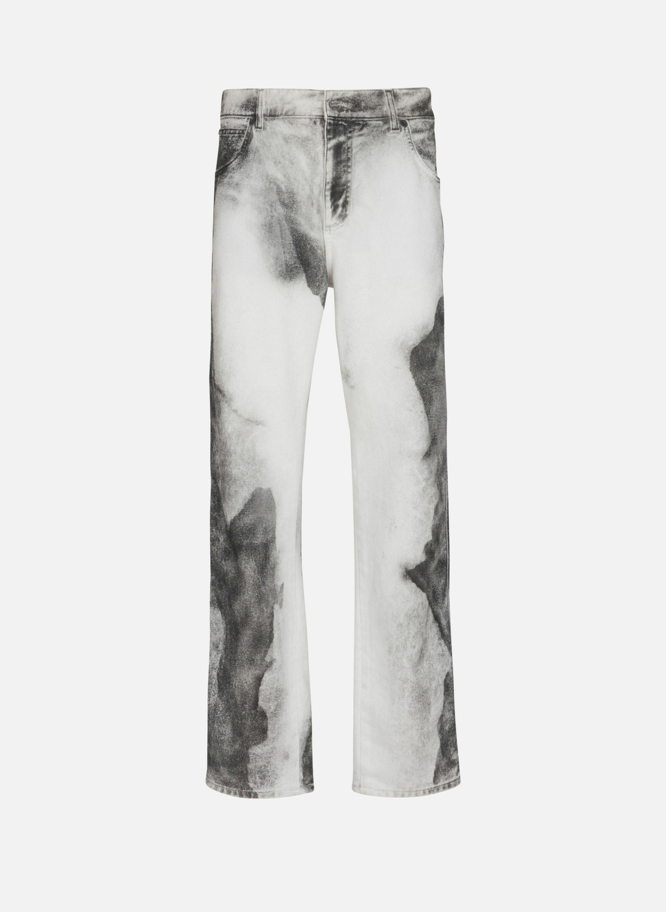 Jean regular en denim imprimé moon BALMAIN Blanc