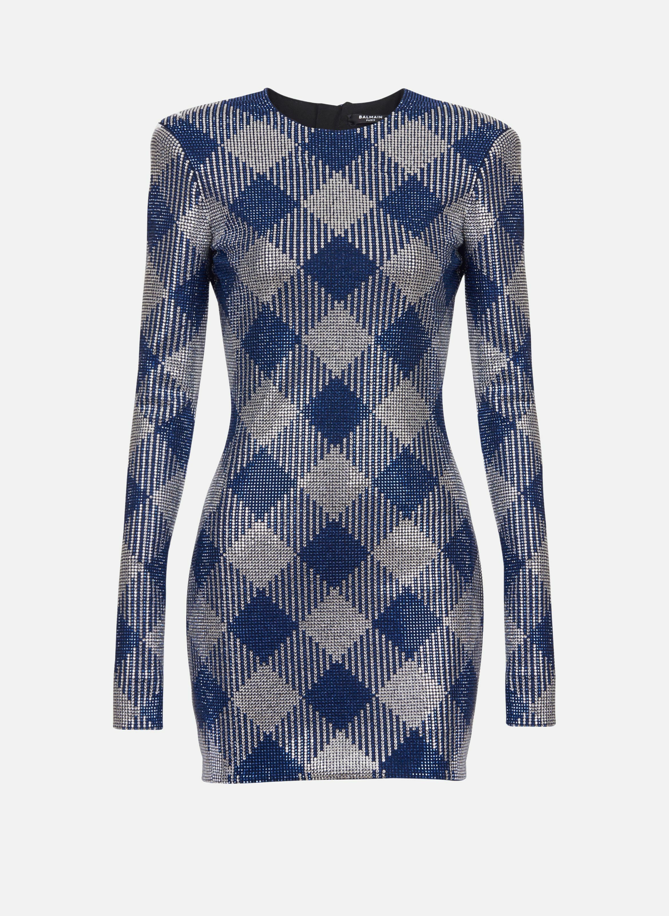 Robe en strass vichy BALMAIN Bleu