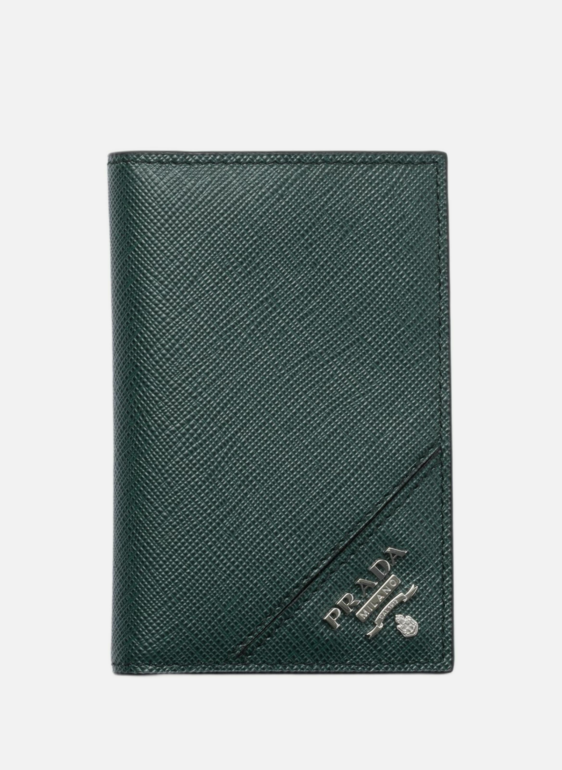 Porte-cartes en cuir saffiano PRADA Vert