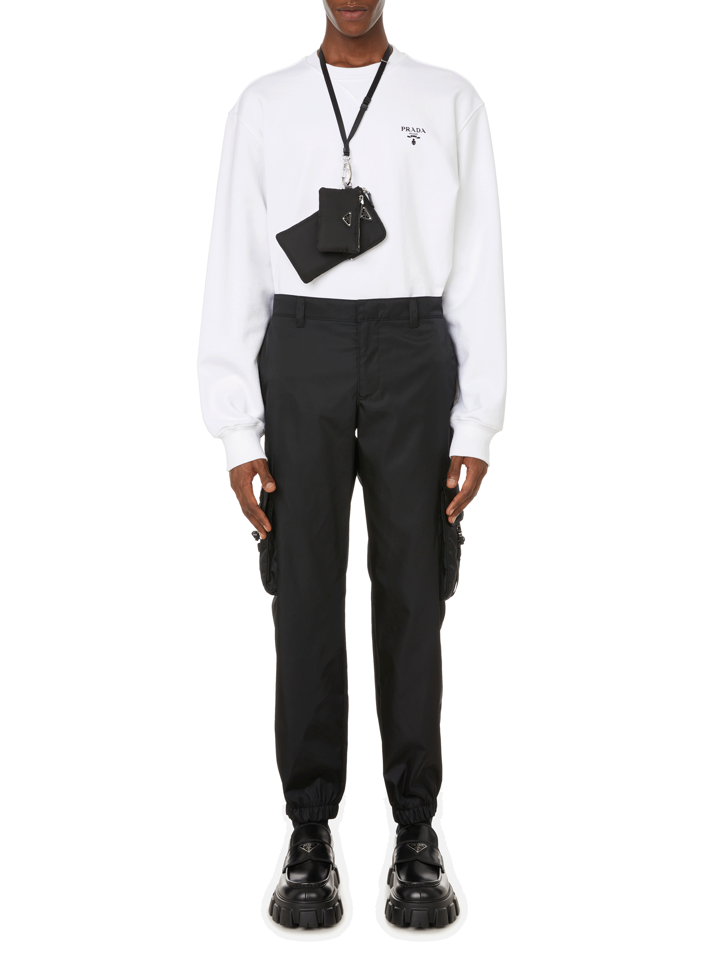 Nylon cargo pants PRADA Black