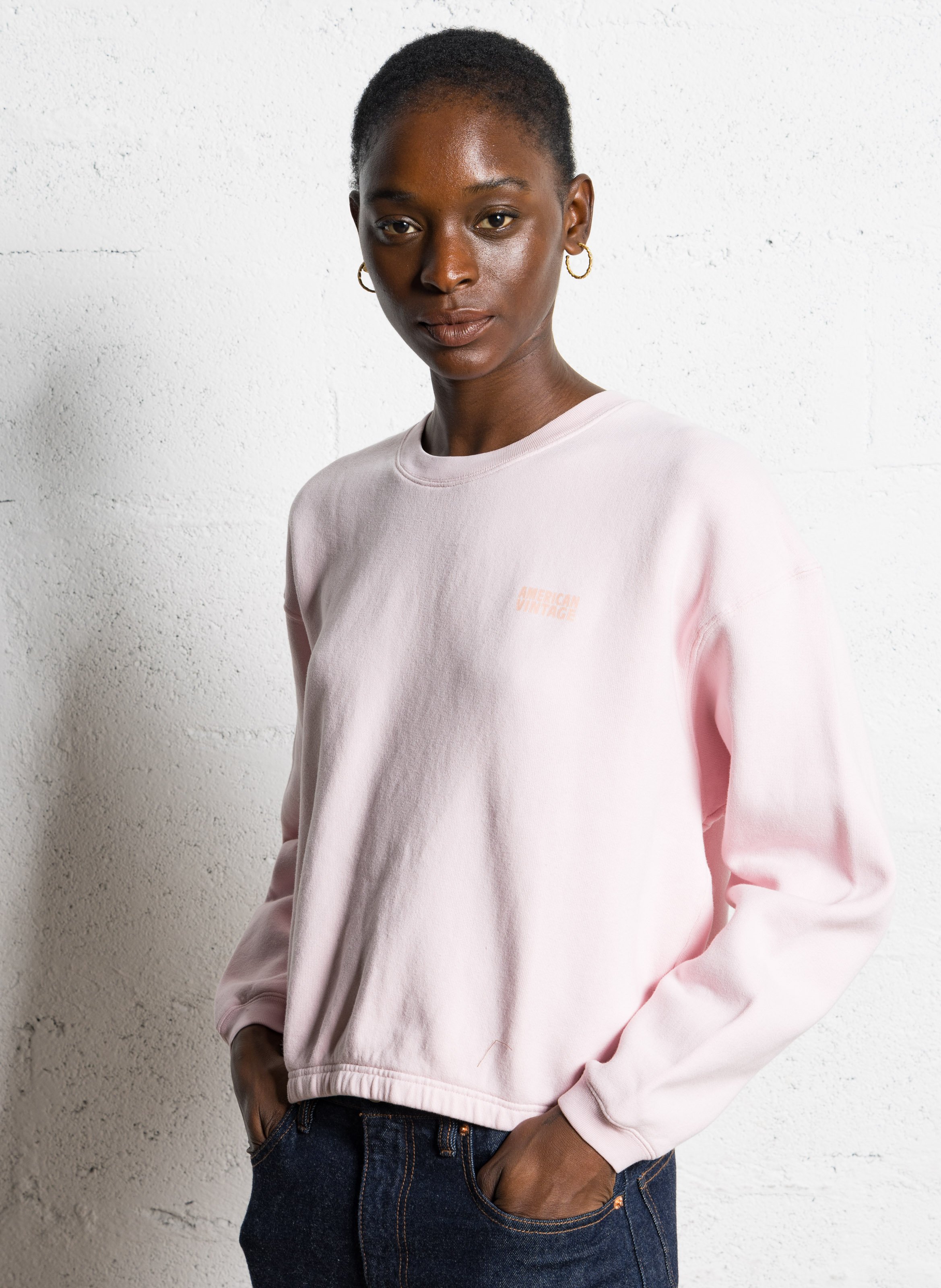 Sweat court col rond en coton mélangé izubird  Confiserie vintage