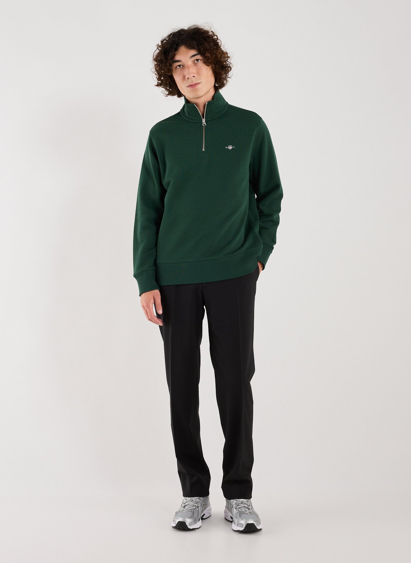 Cotton half-zip sweatshirt GANT Green
