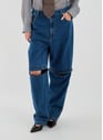 Jeans sous genou amovible en coton | Bleu by TIBI TIBI Jeans sous genou amovible en coton | Bleu